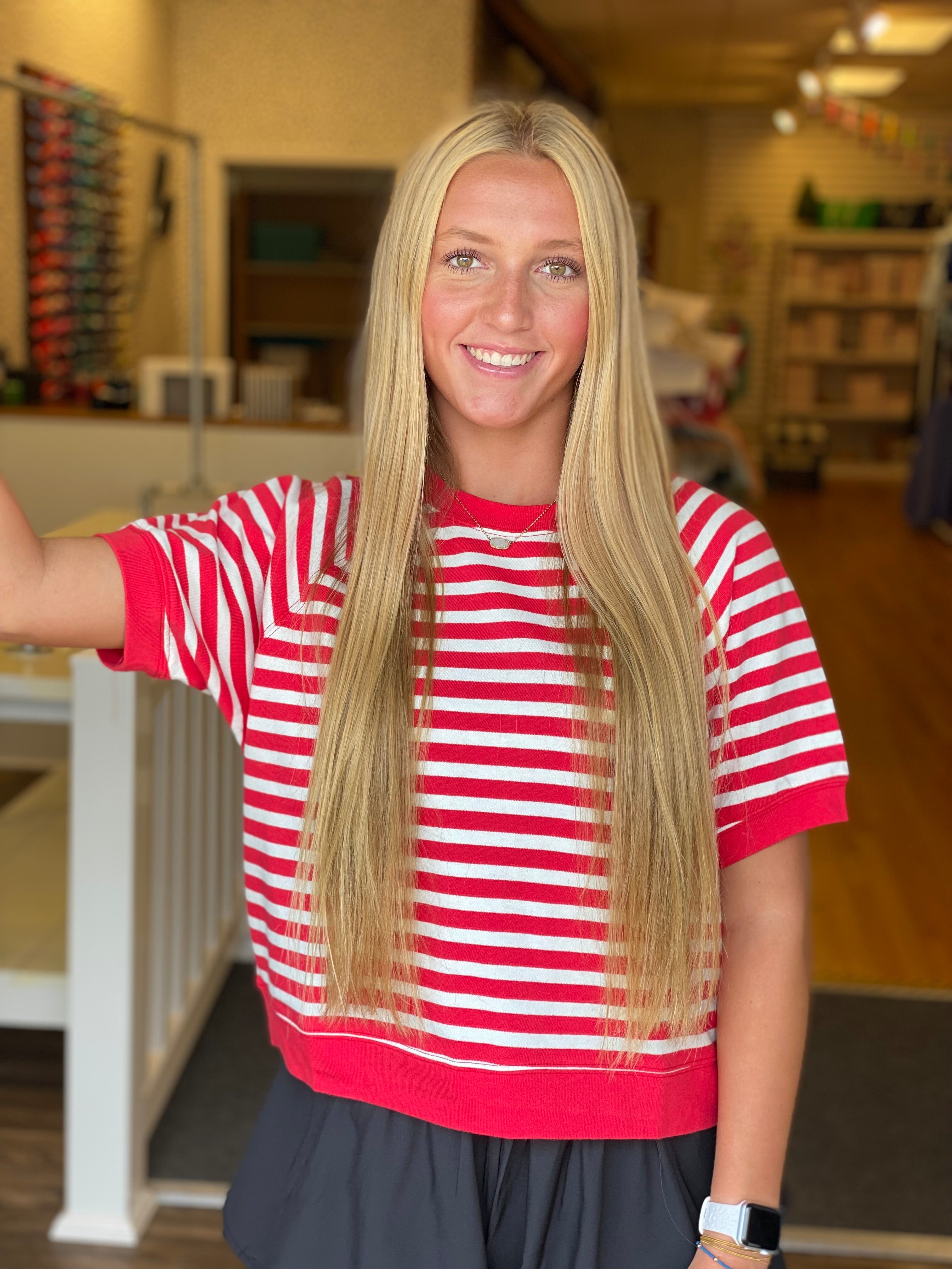Show Your Spirit Top - Red and White Stripe