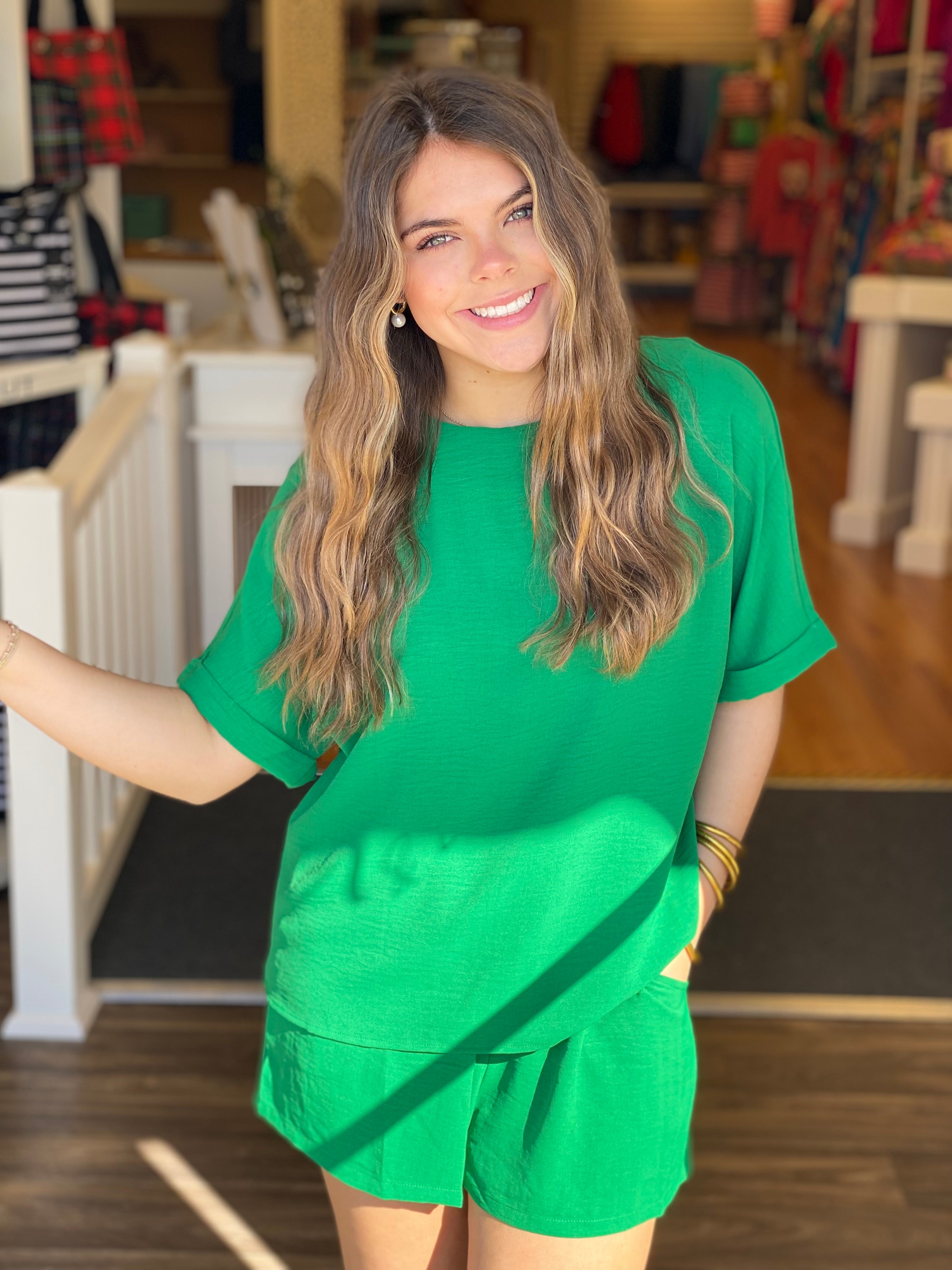 Kelly Green Top and Shorts Set