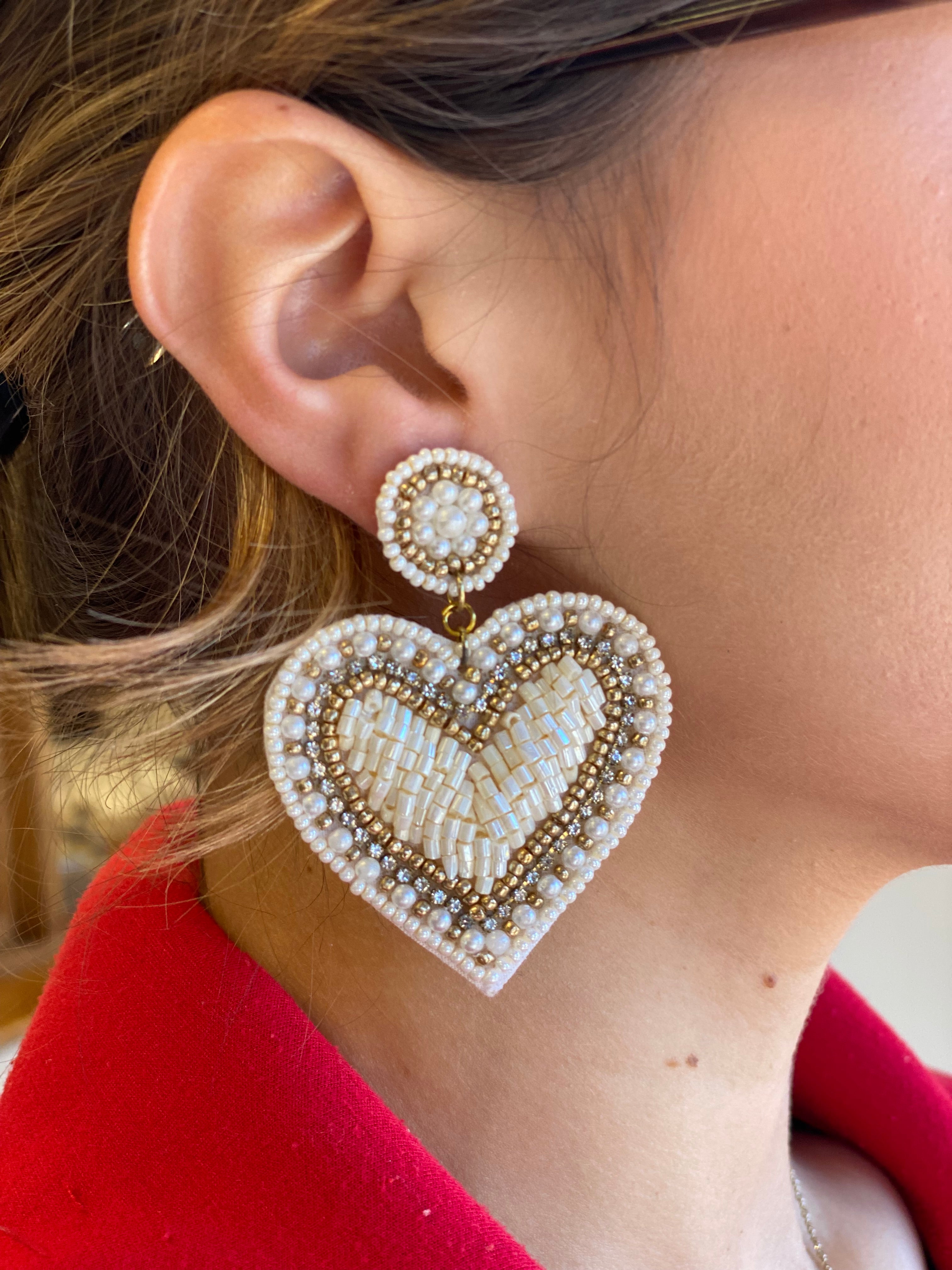Beaded Heart Earrings