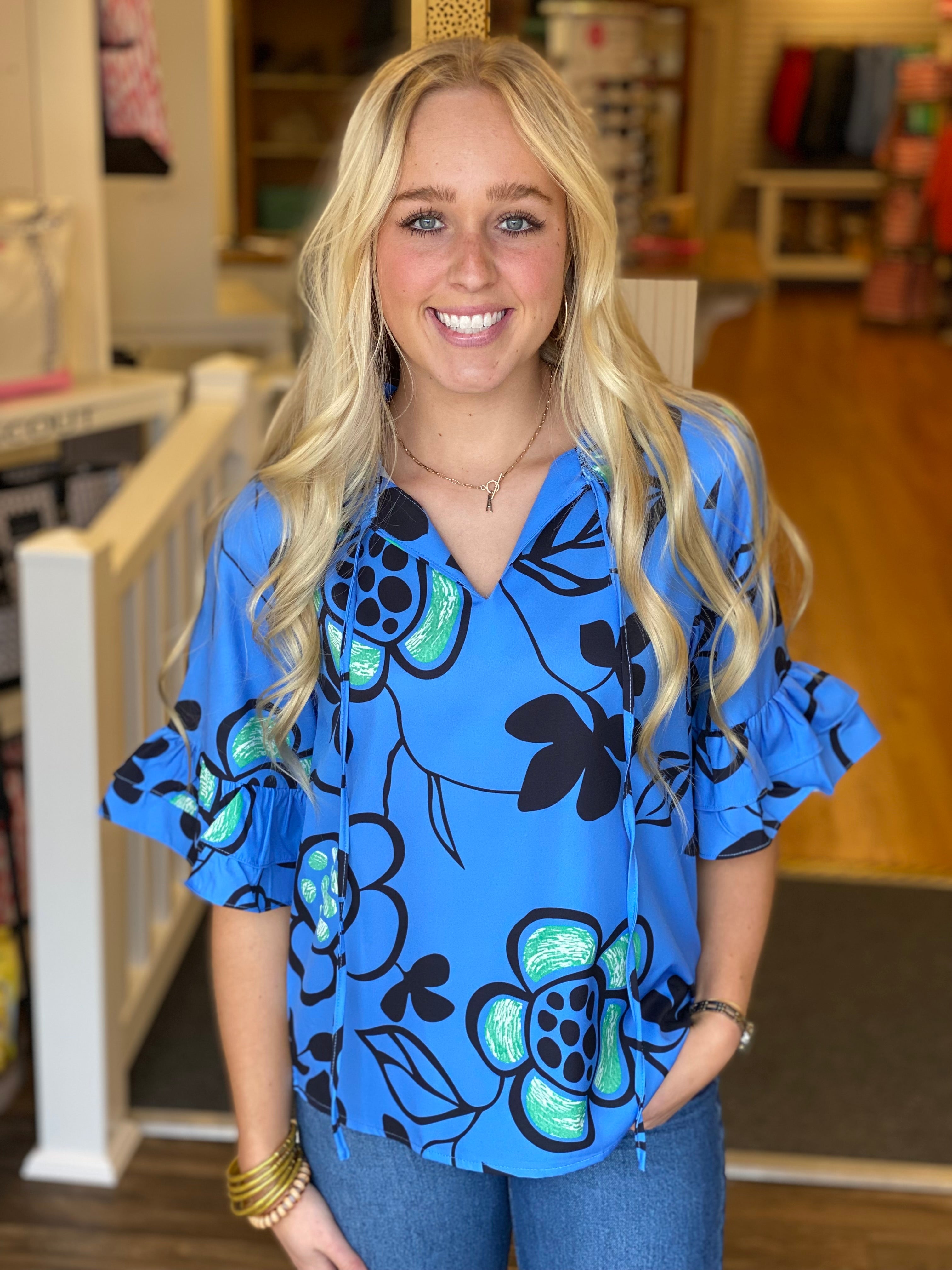 Blue Floral Top