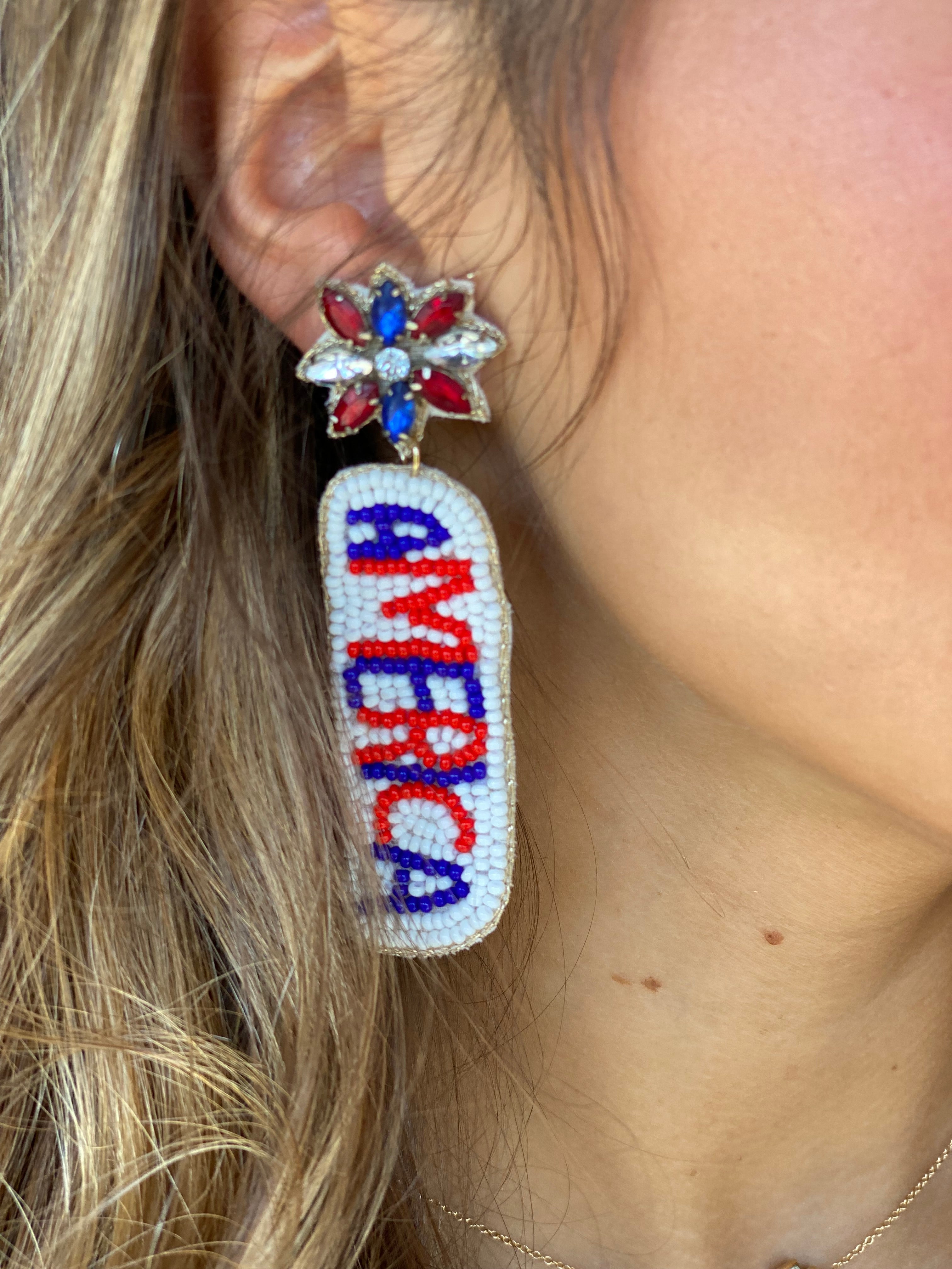 America Seed Bead Earrings