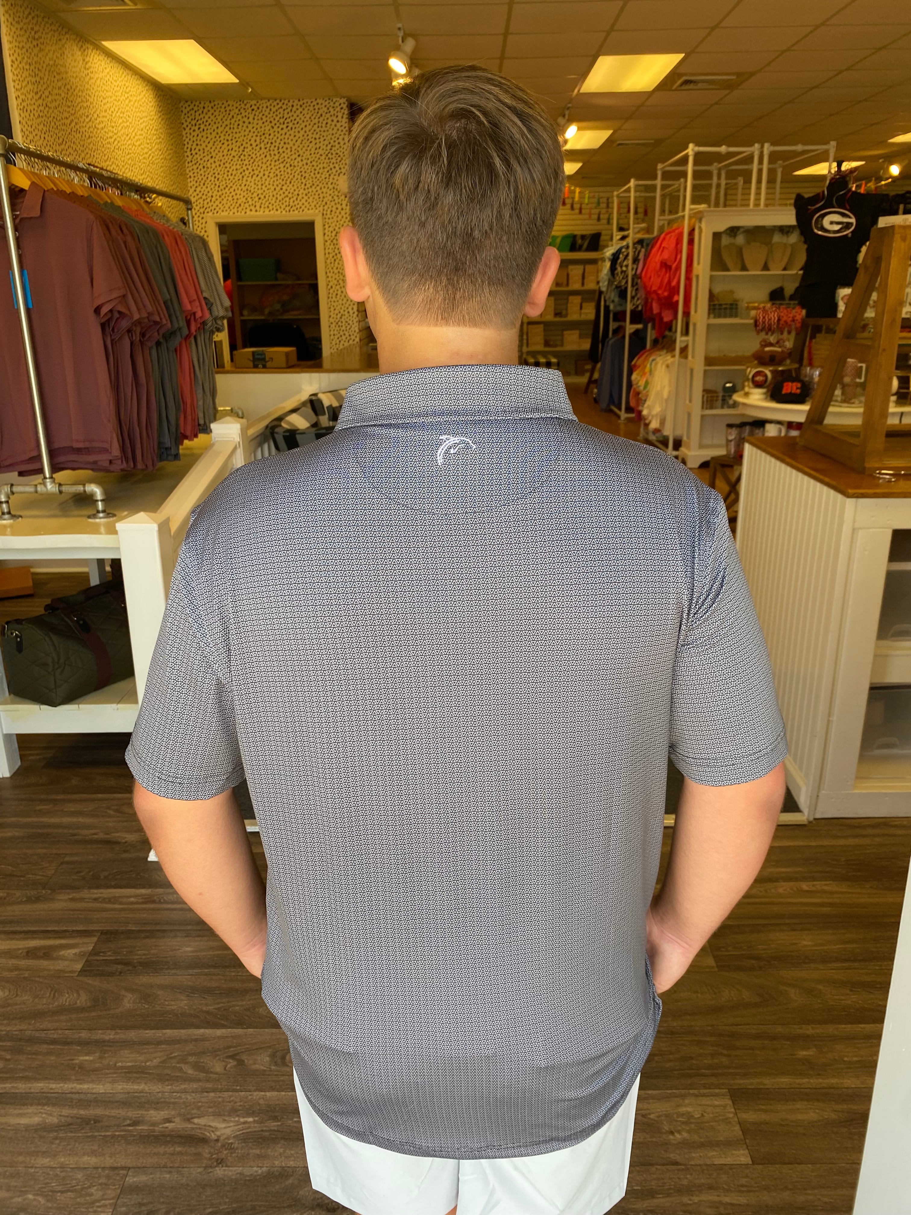 Bluecrest The Apex Print Performance Polo - Black and Grey