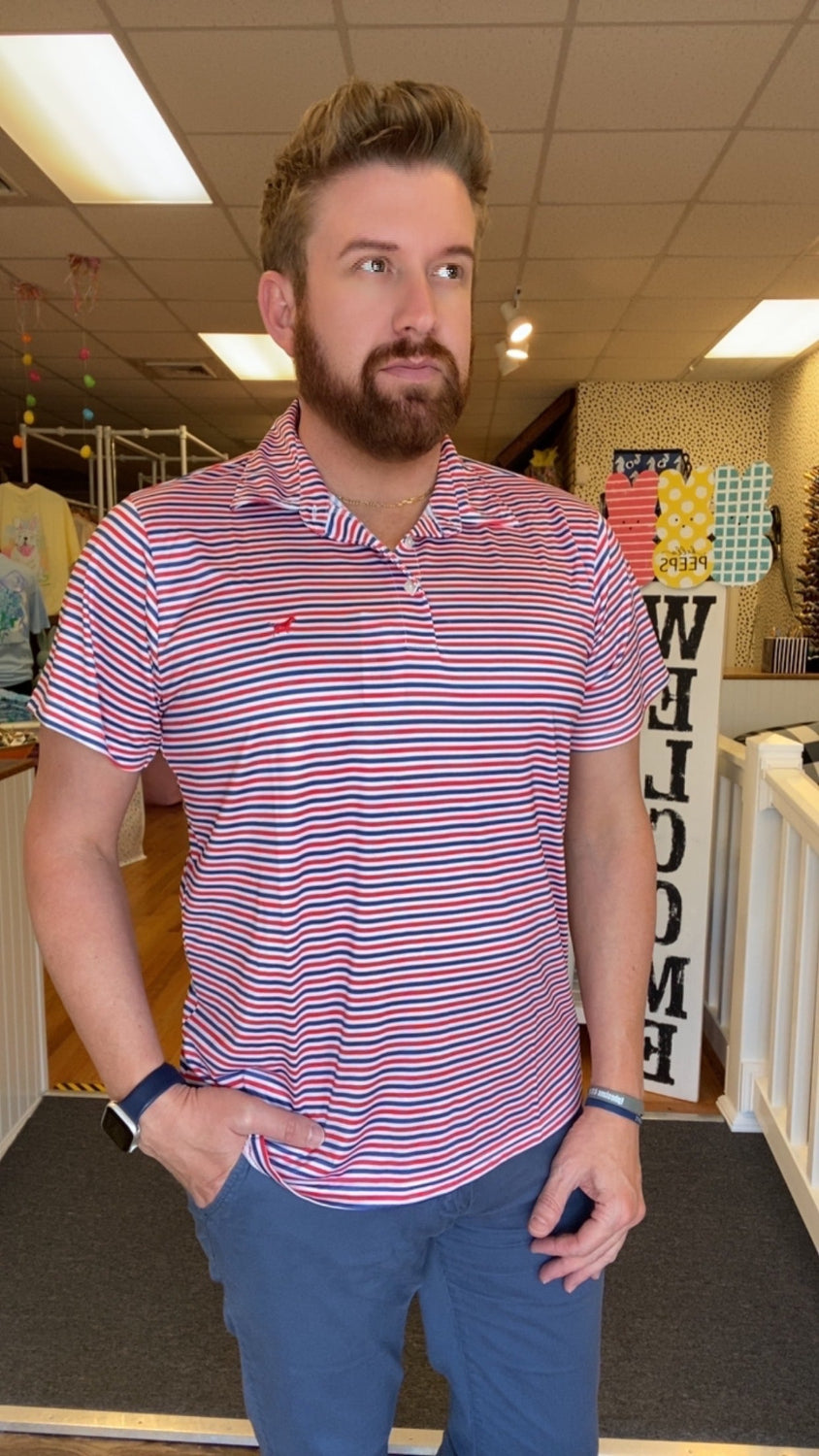 Simply Southern Polo - Red and Blue Stripe