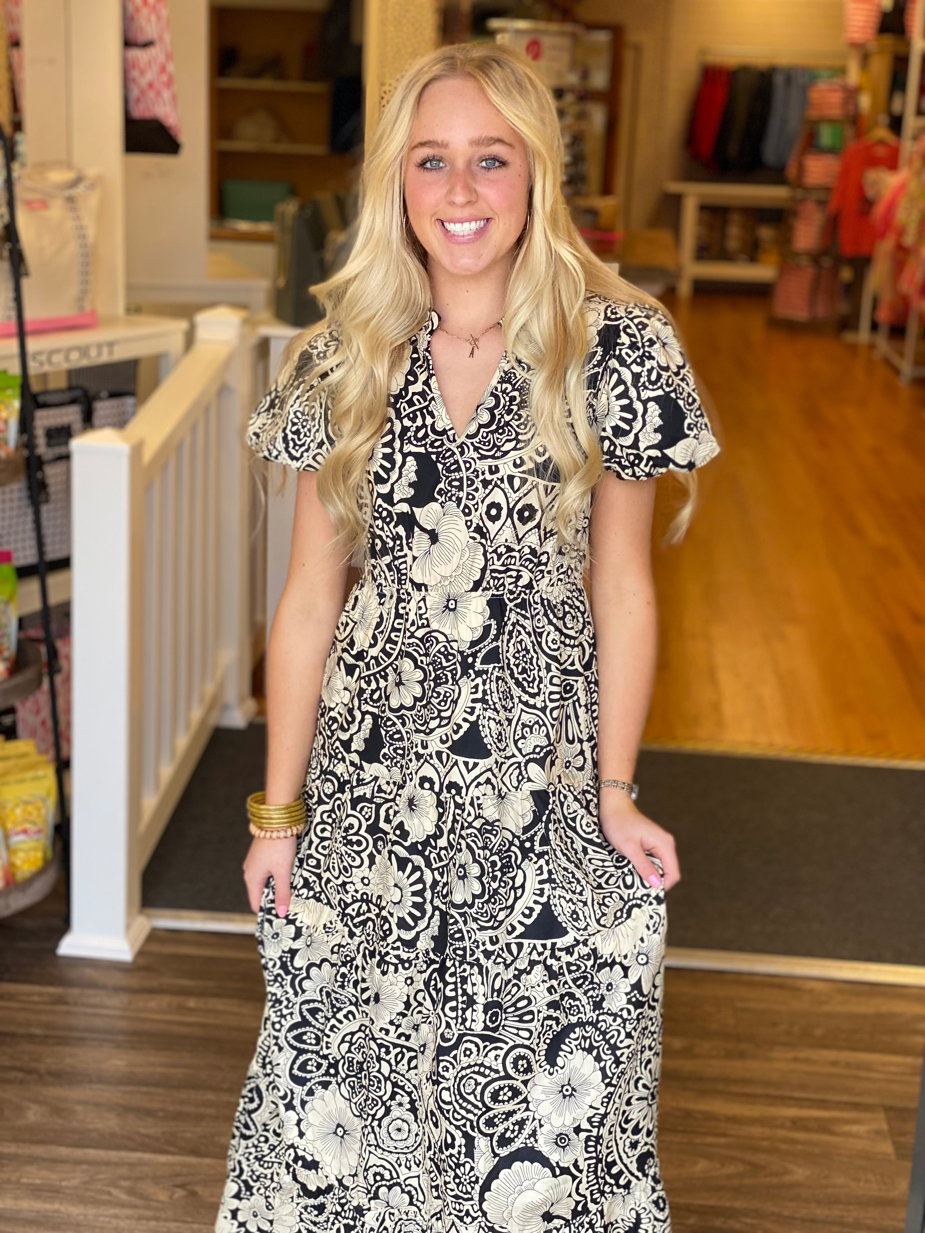 Black and Ivory Maxi Dress