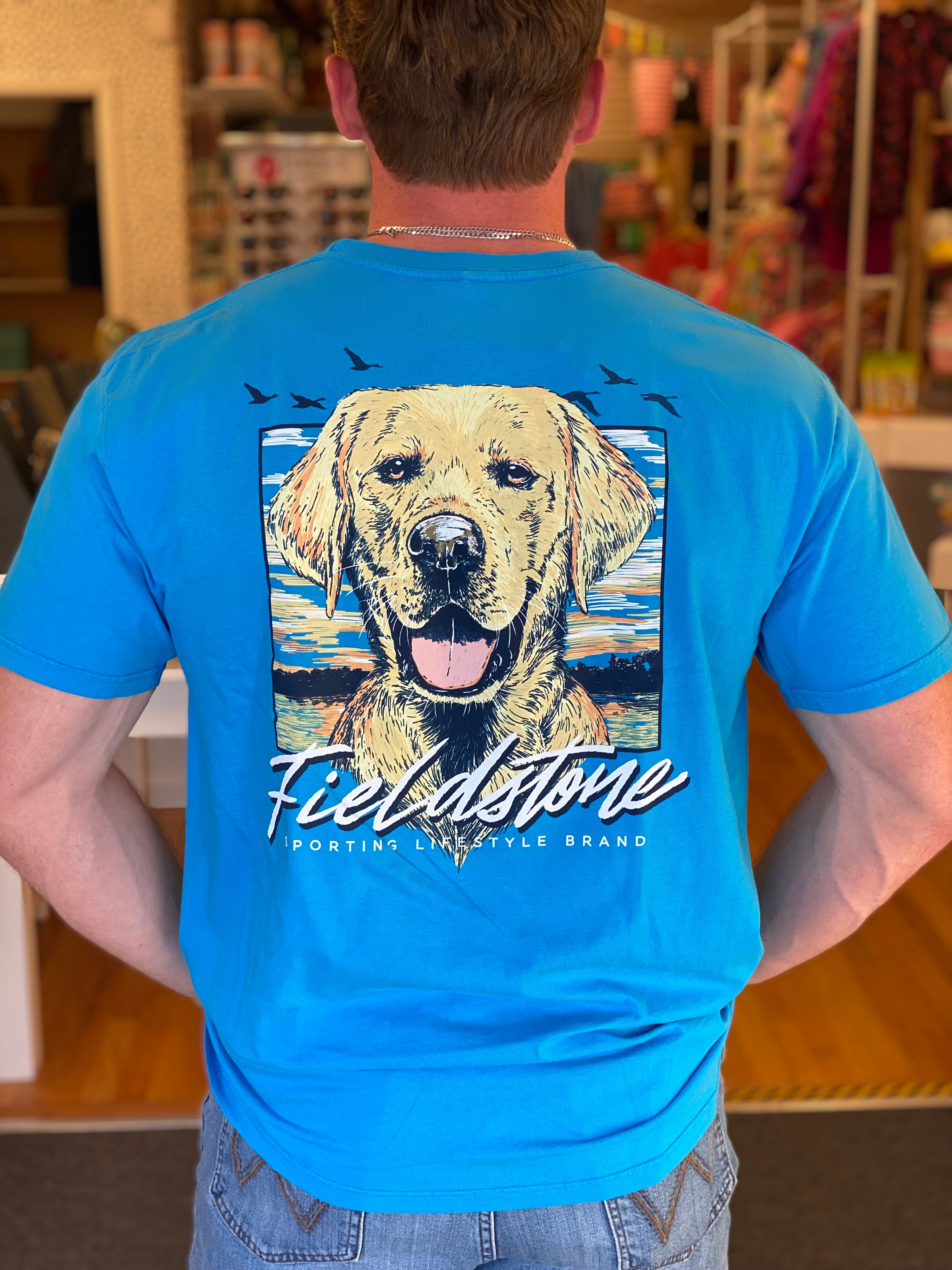 Fieldstone Short Sleeve Tee - Yellow Lab with Mallards