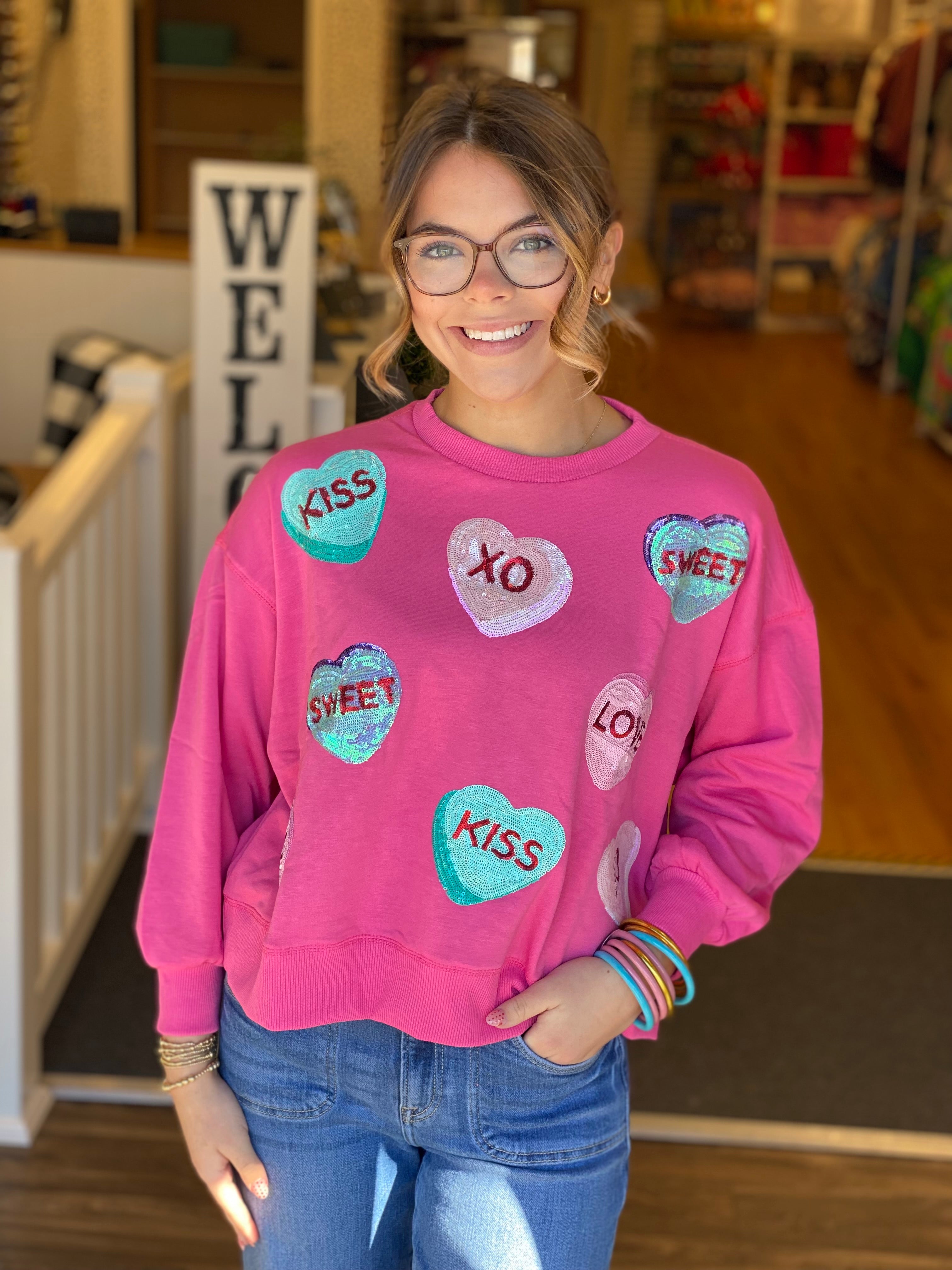 Mary Square Millie Sweatshirt - Hearts
