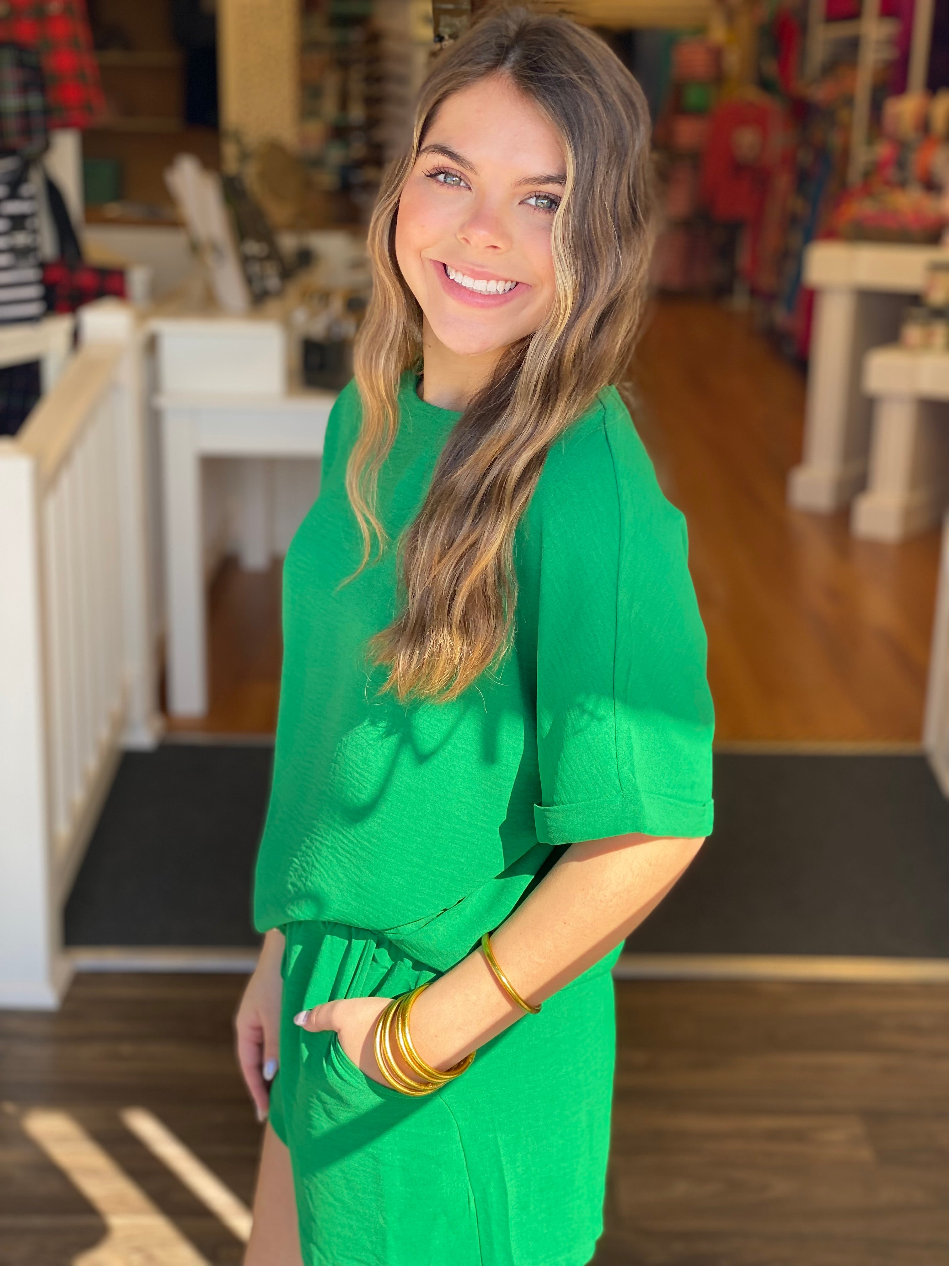 Kelly Green Top and Shorts Set