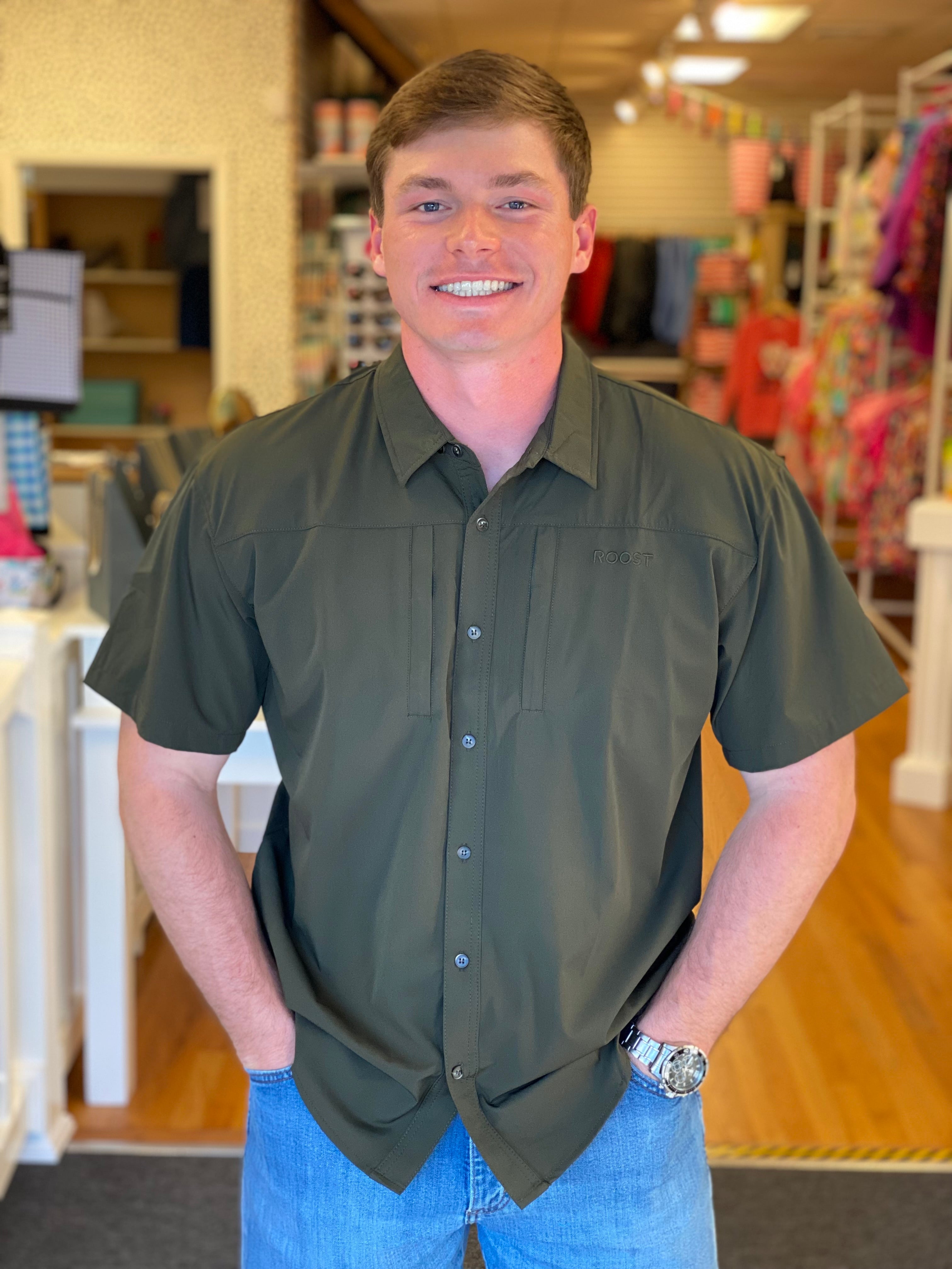 Roost Short Sleeve Button Down - Green