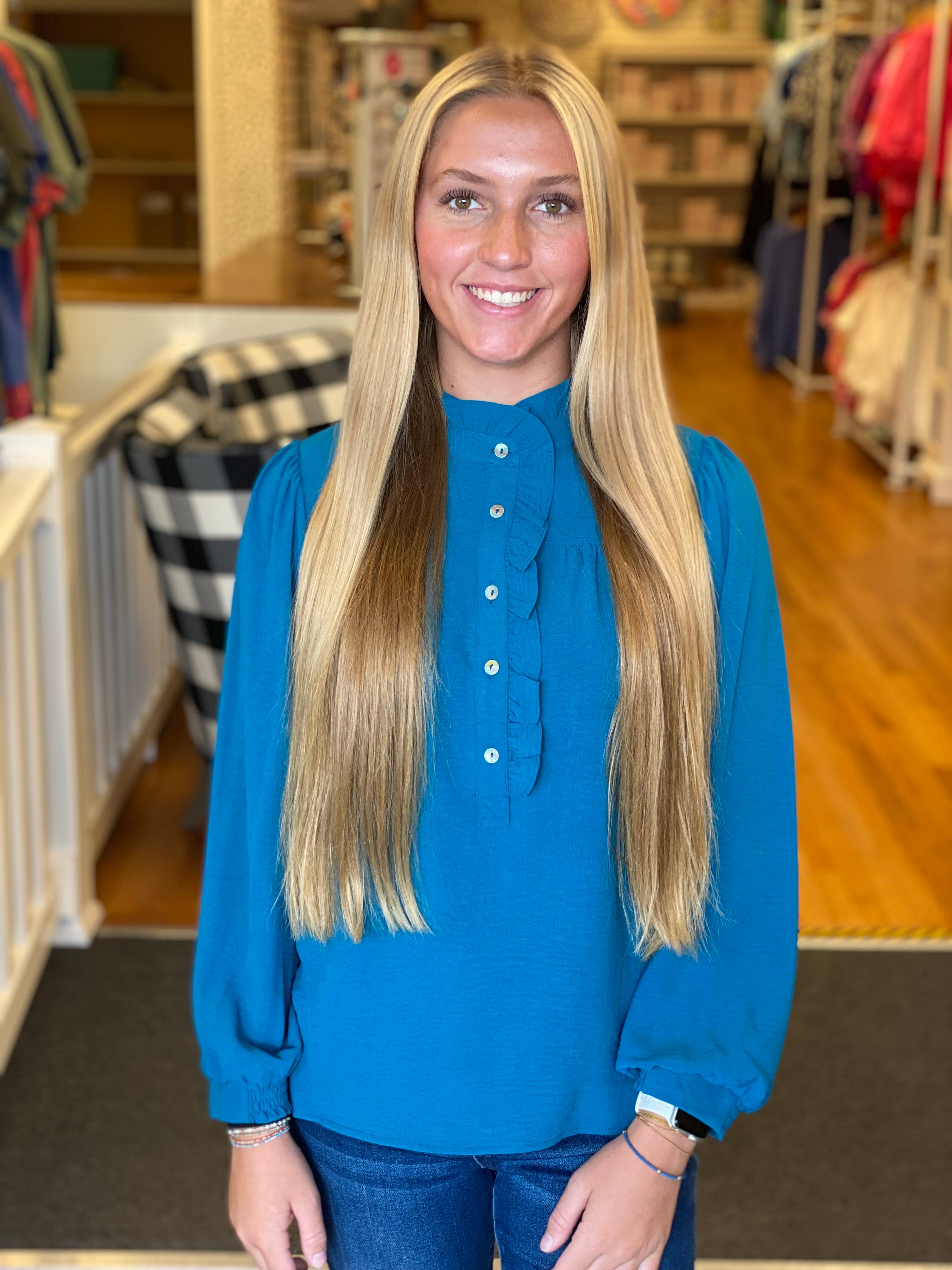 Fallen Leaves Top - Teal