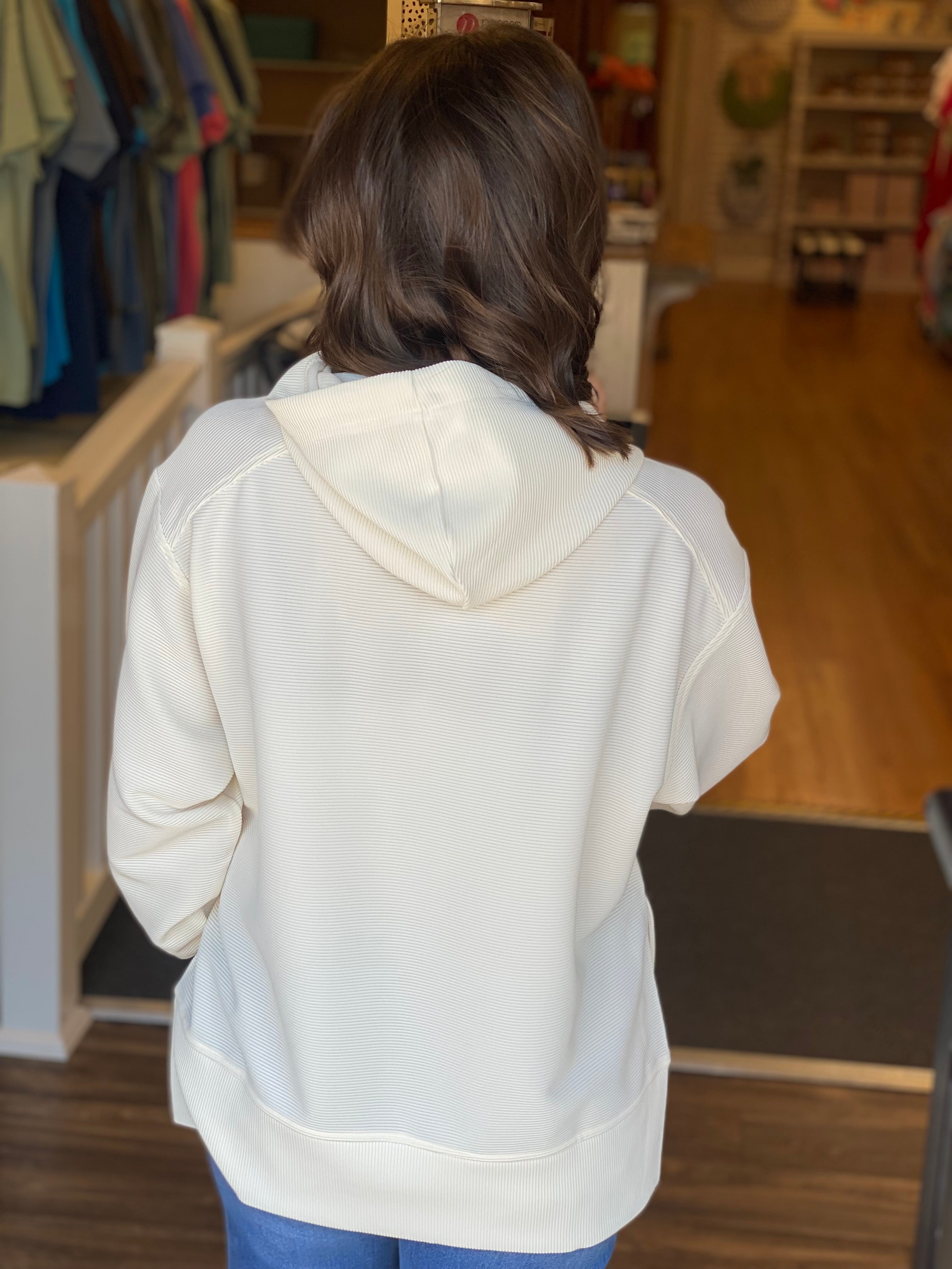 Simply Southern Lightweight Ribbed Hoodie - Ivory