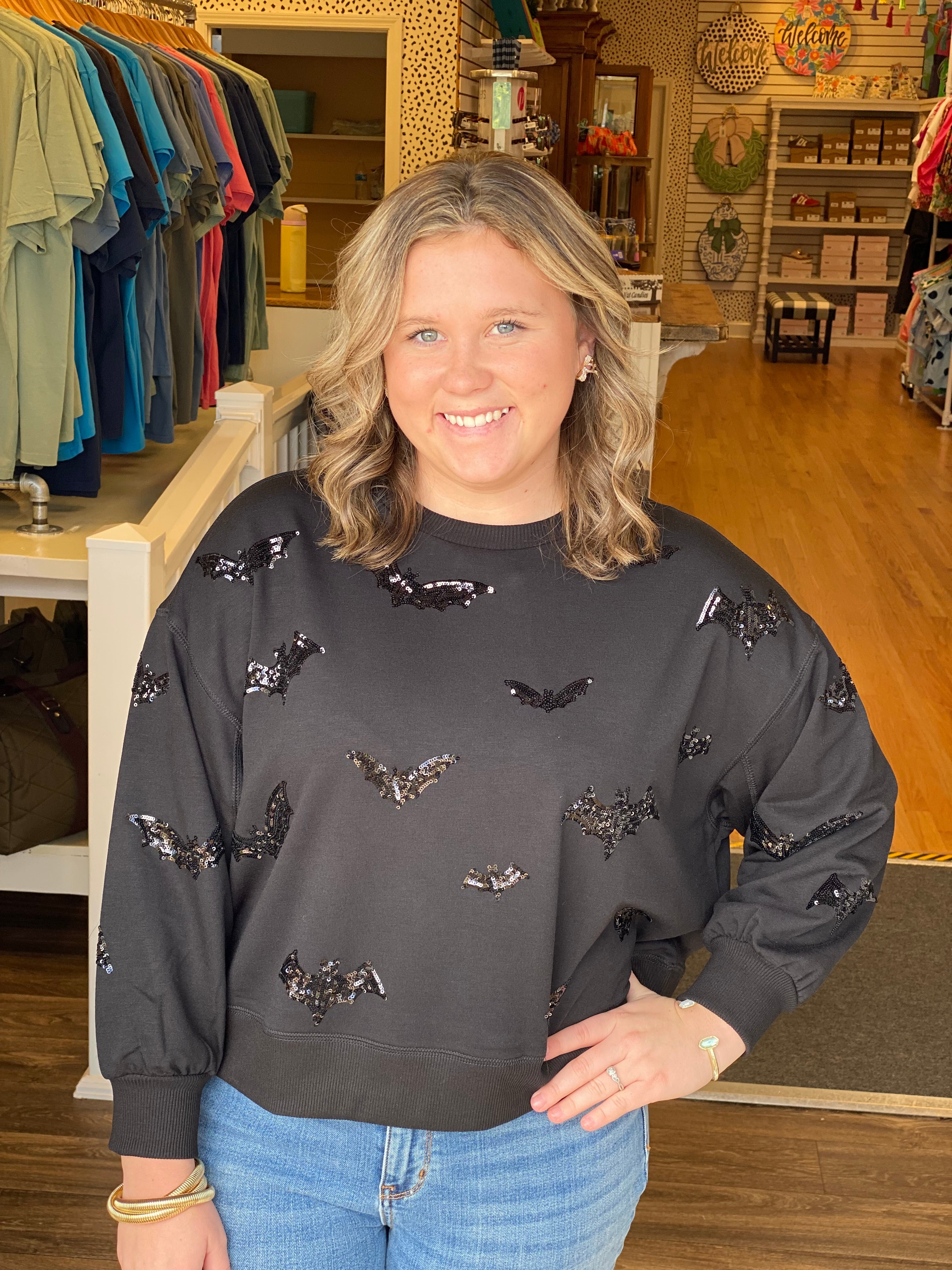 Mary Square Sequined Bats Millie Sweatshirt