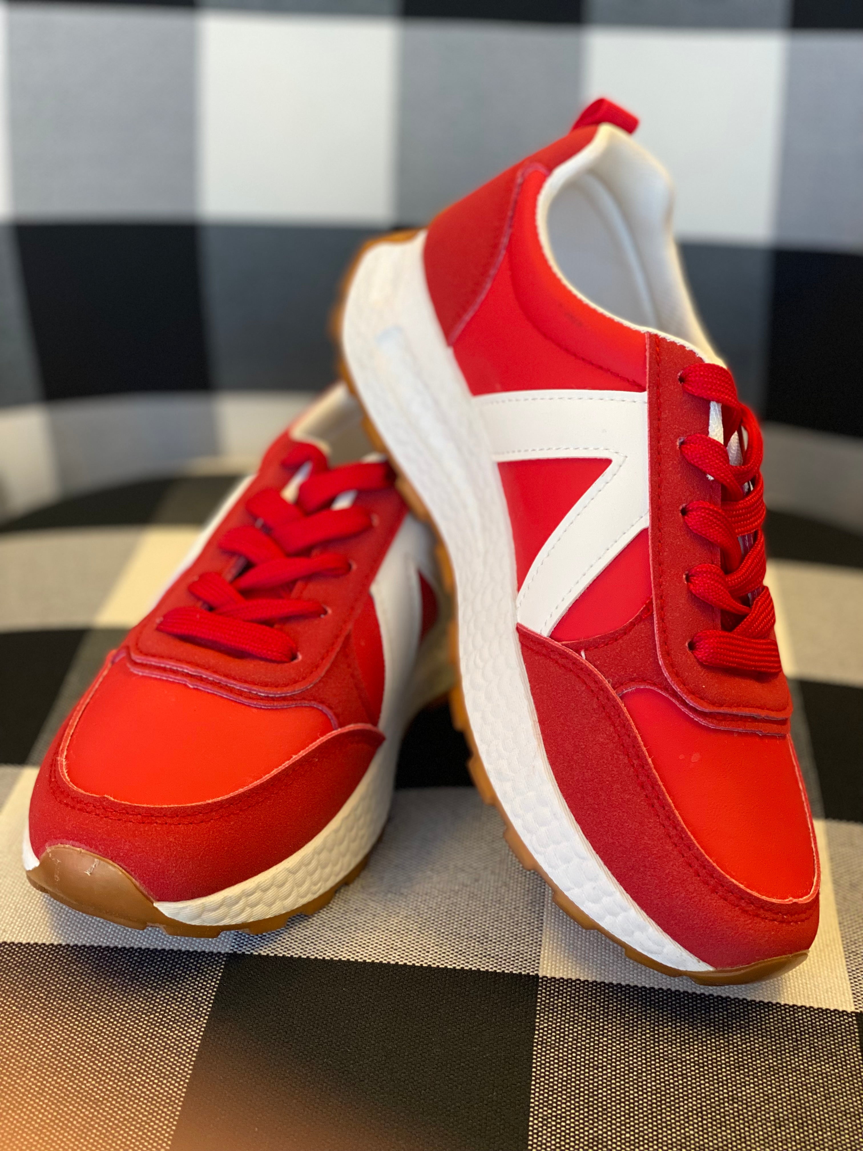 Red and White Sneakers