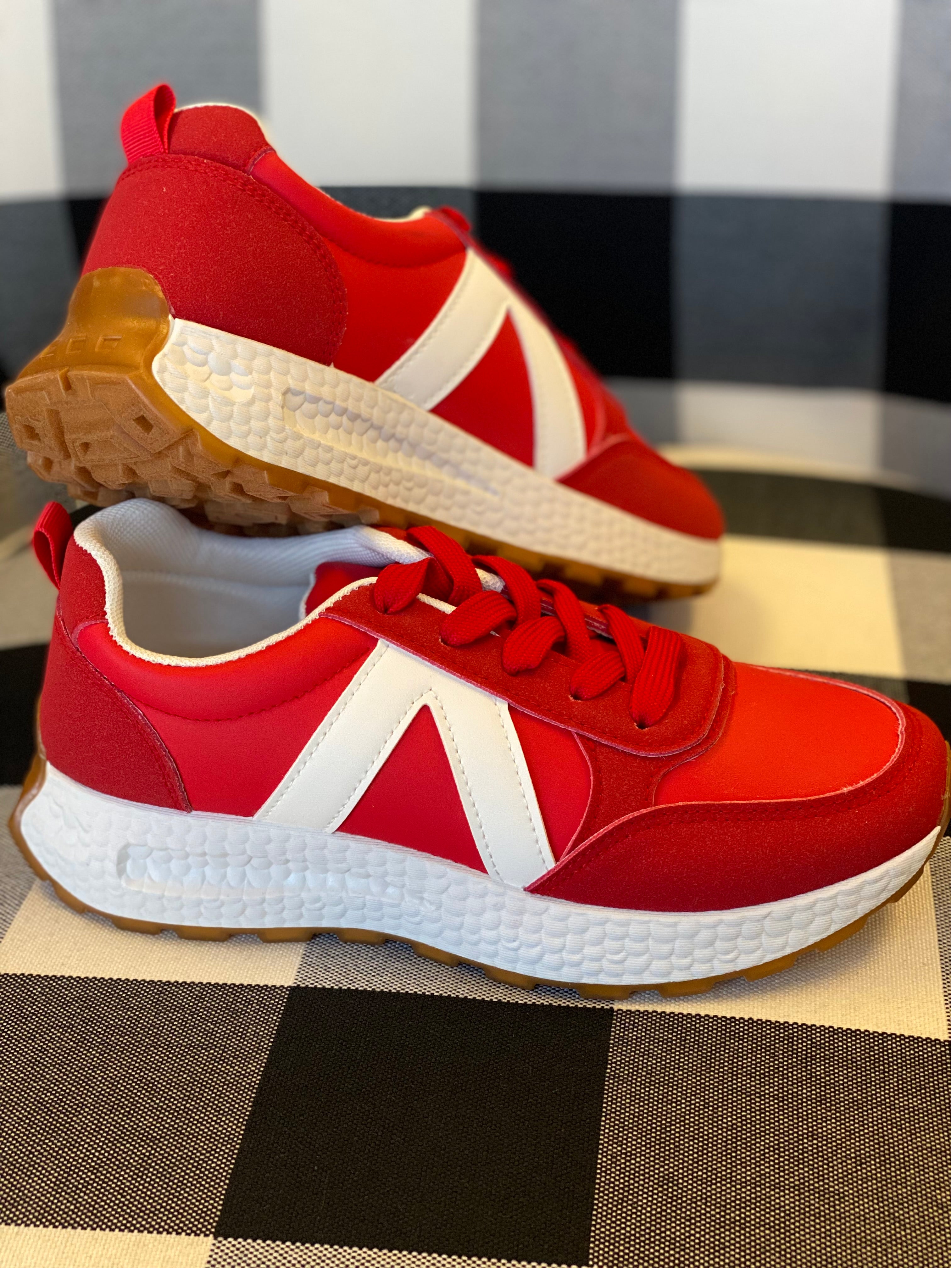 Red and White Sneakers