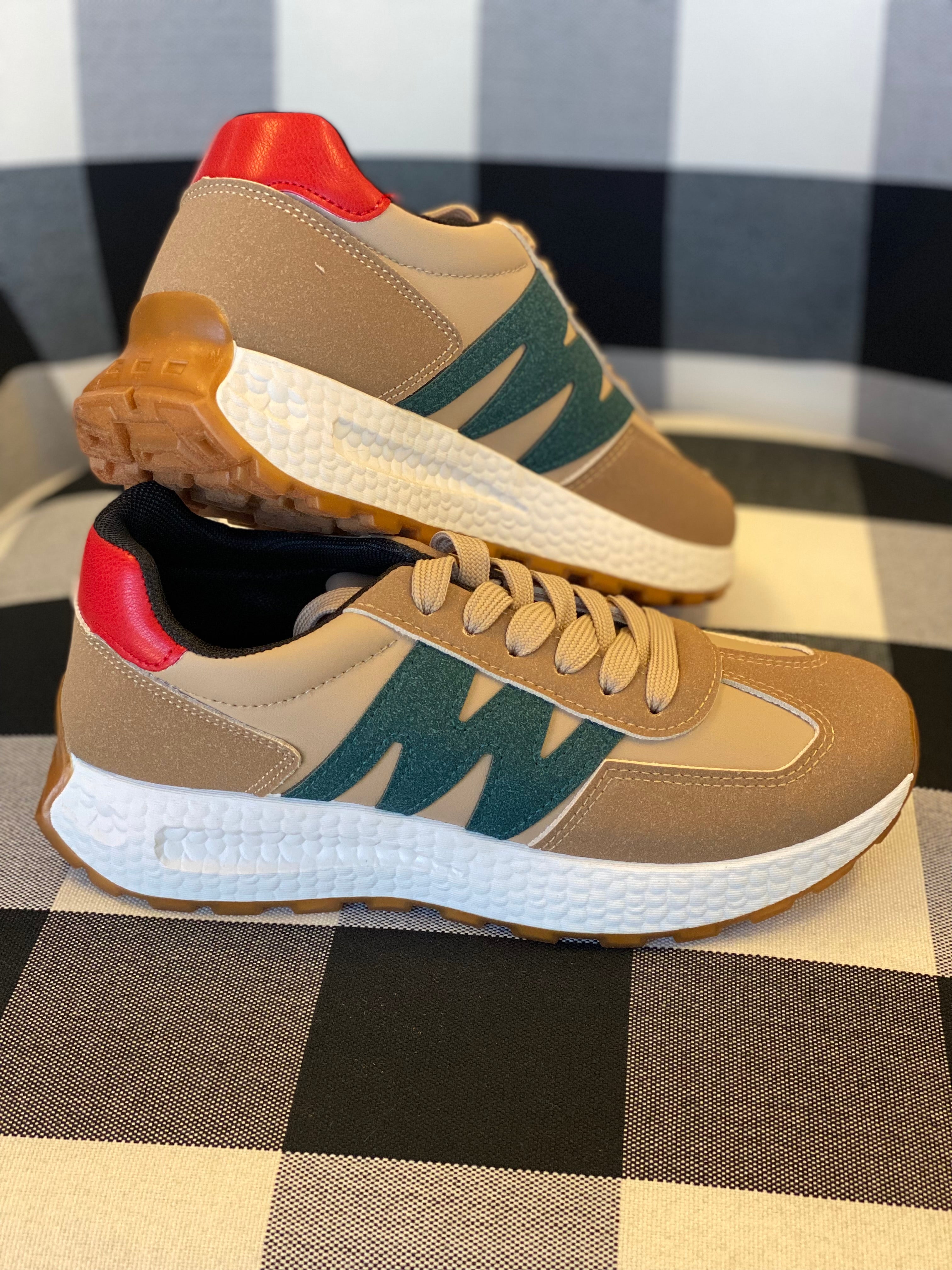 Brown and Green Sneakers