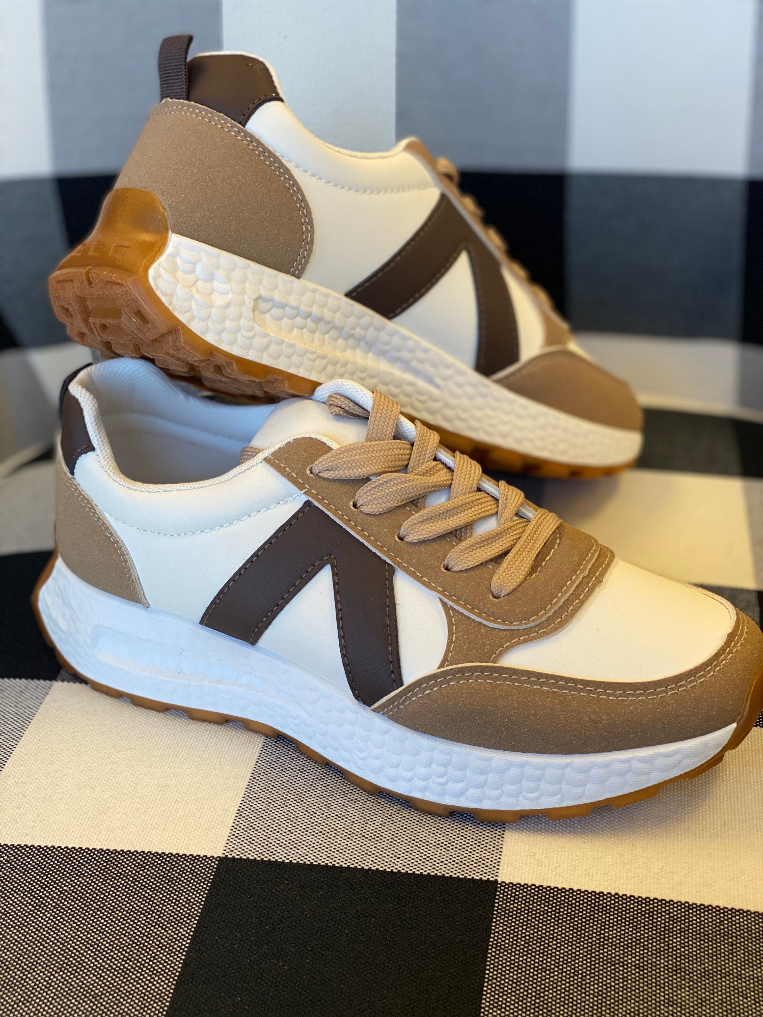 Brown and Beige Sneakers