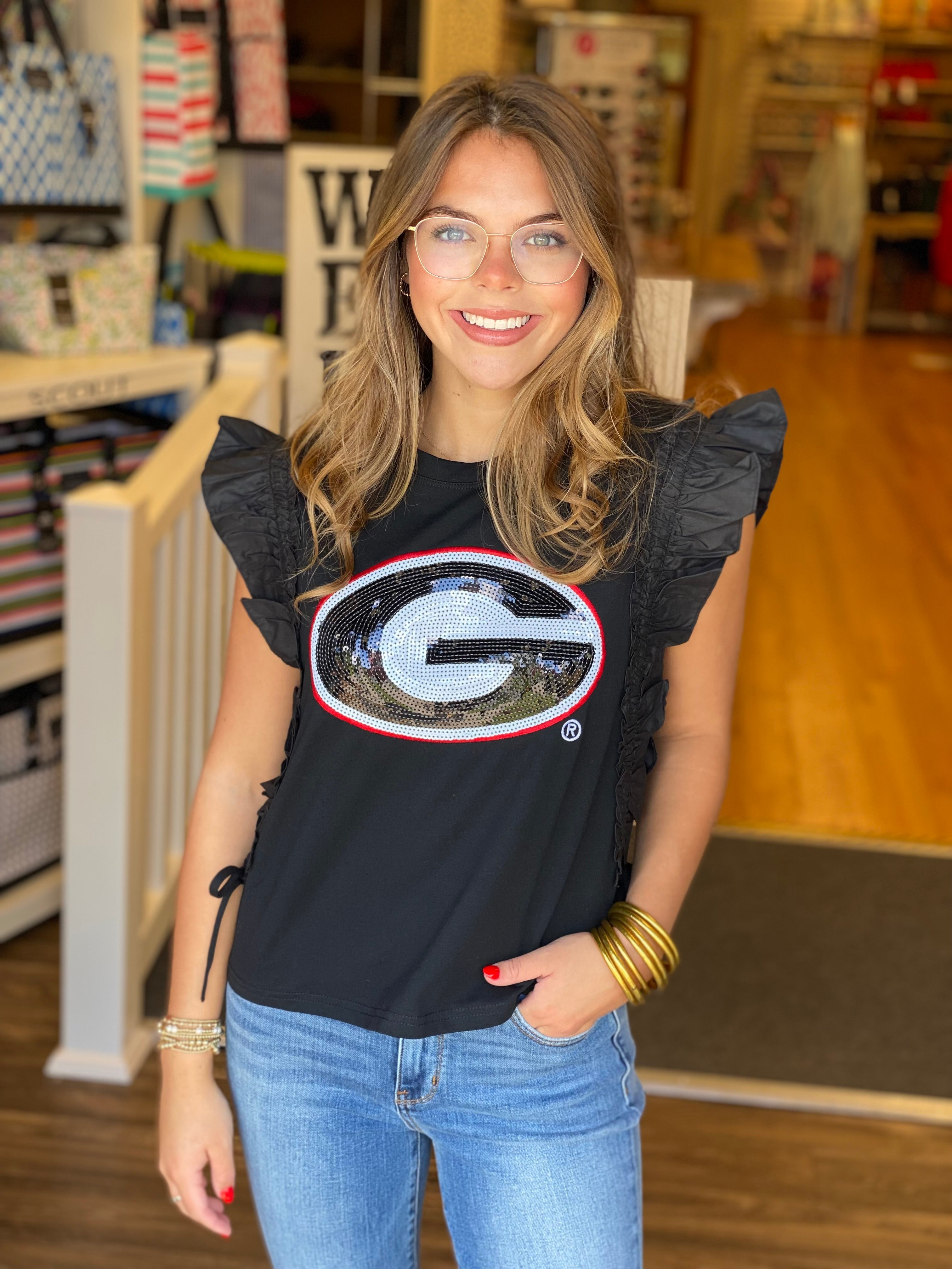 UGA Sequin Varsity Sleeveless Top