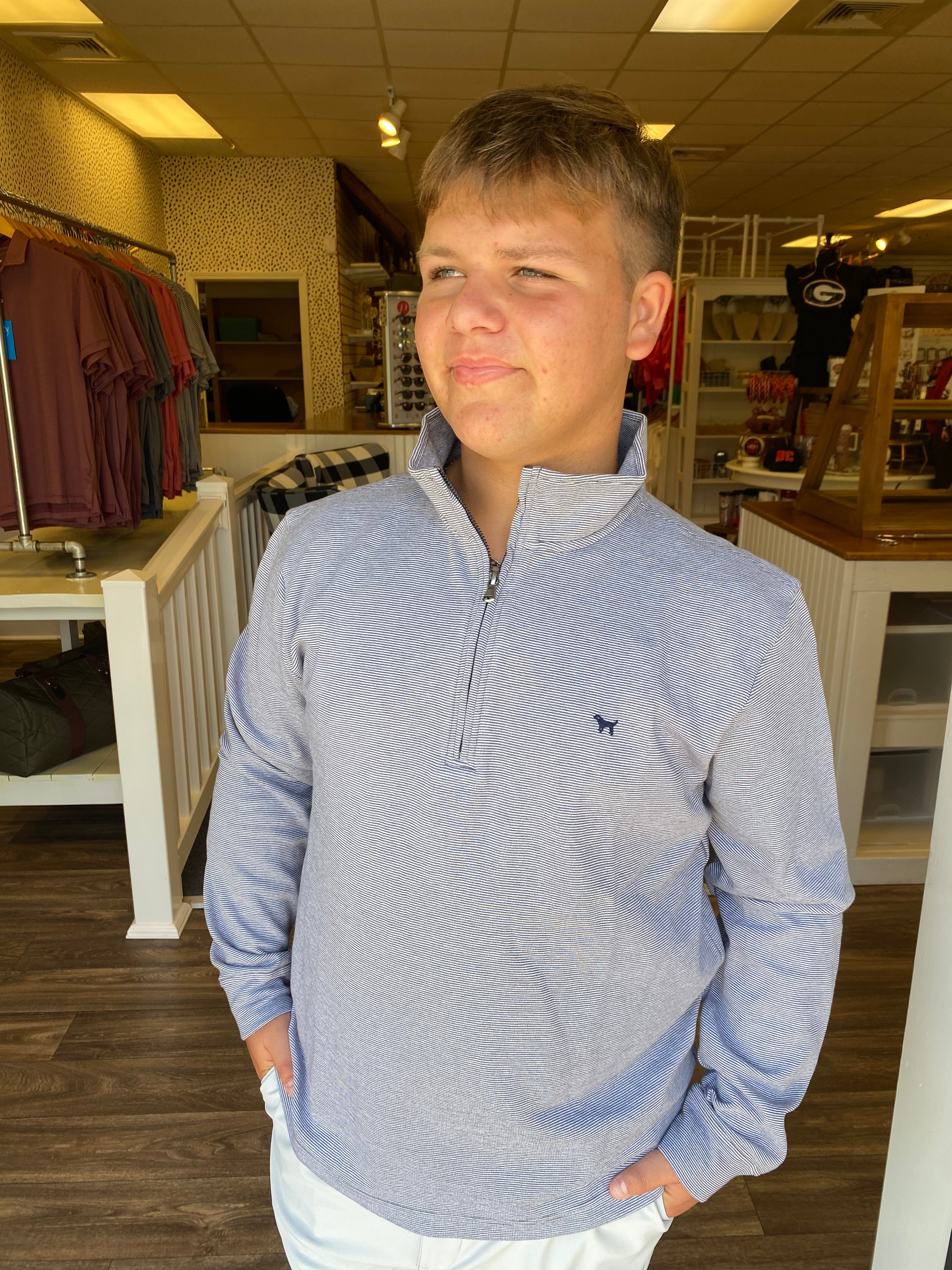 Simply Southern Quarter Zip Pullover - Light Grey