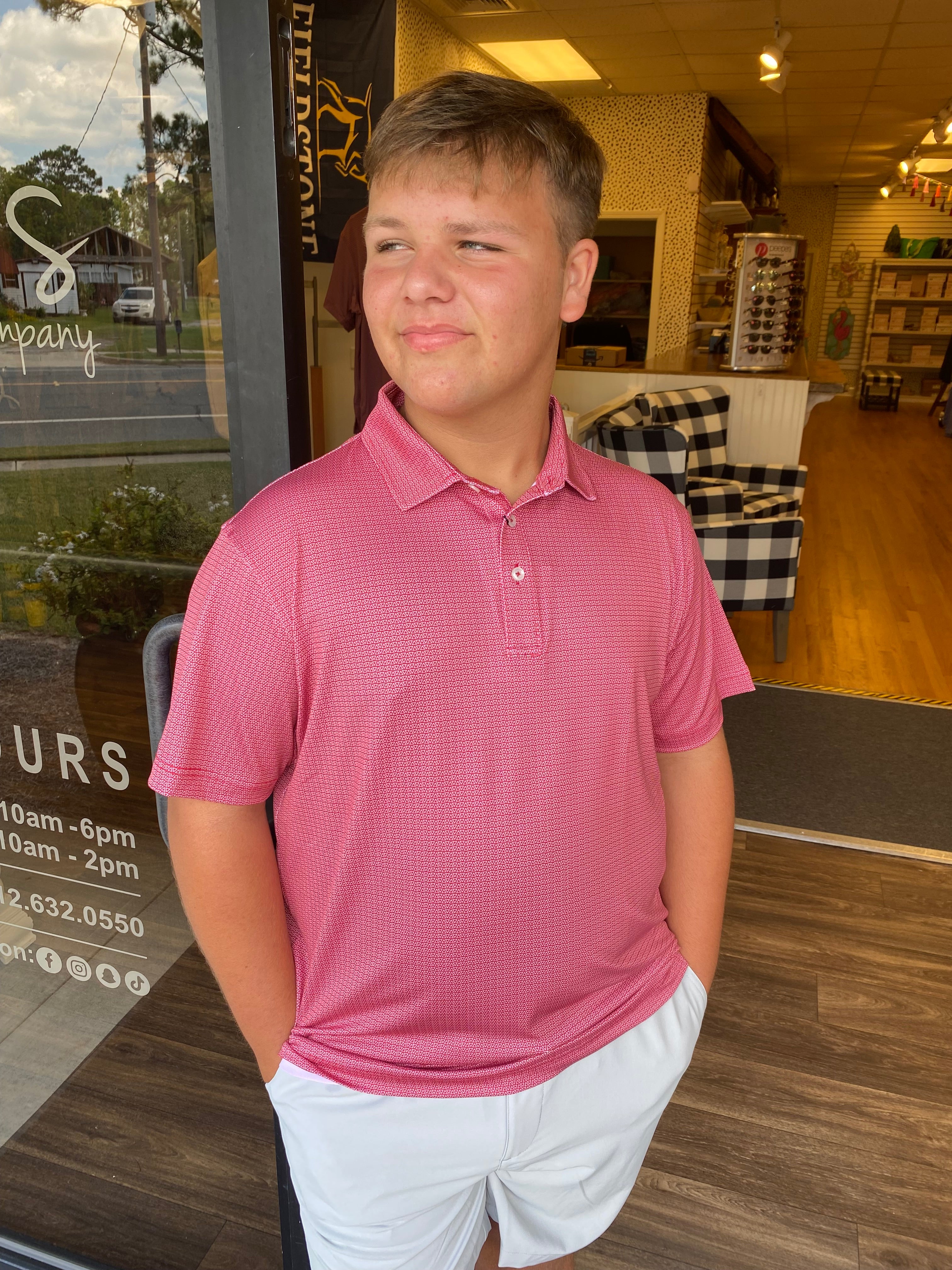 Bluecrest The Apex Print Performance Polo - Red and White