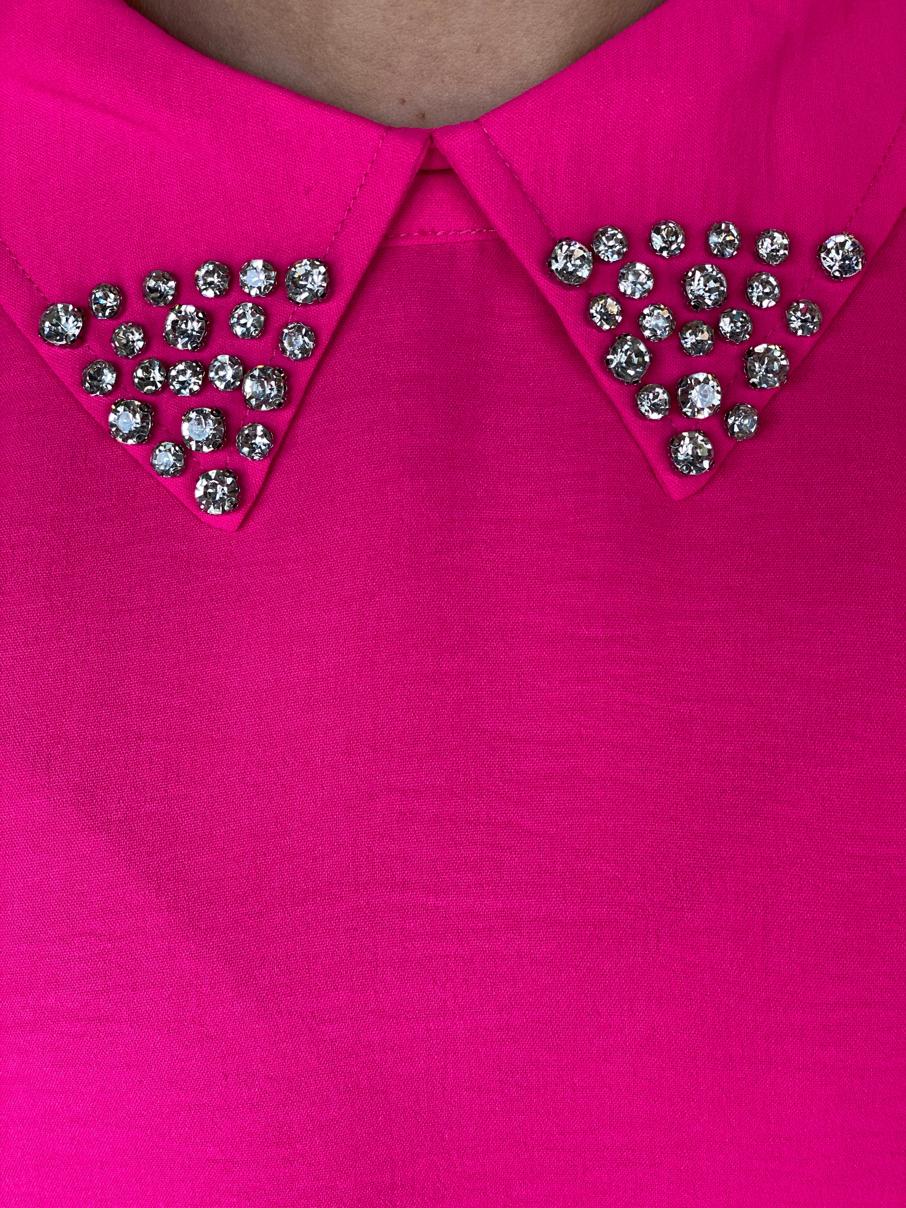 Hot Pink Diamond Collared Shirt