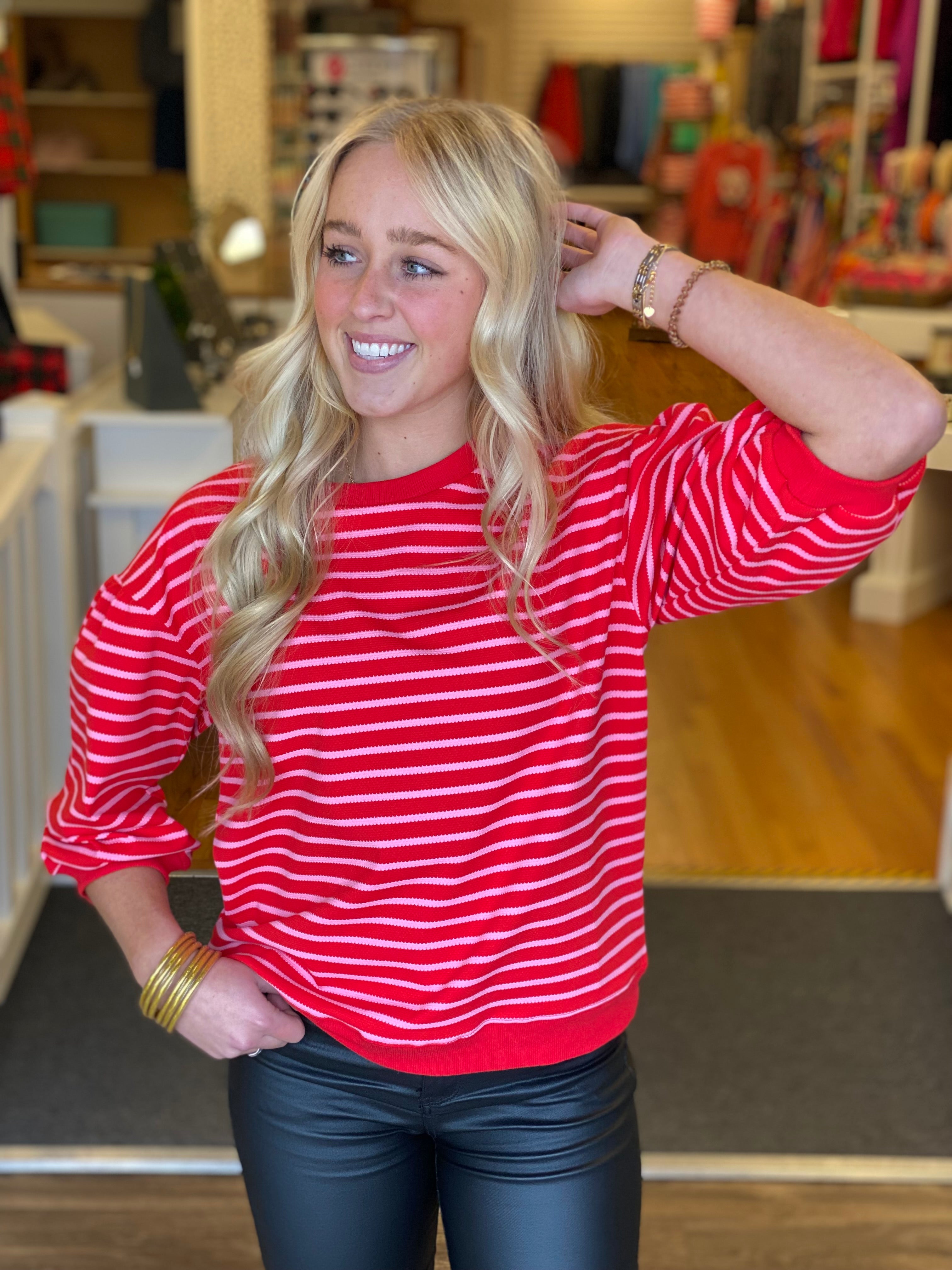 Red/Pink Striped Top