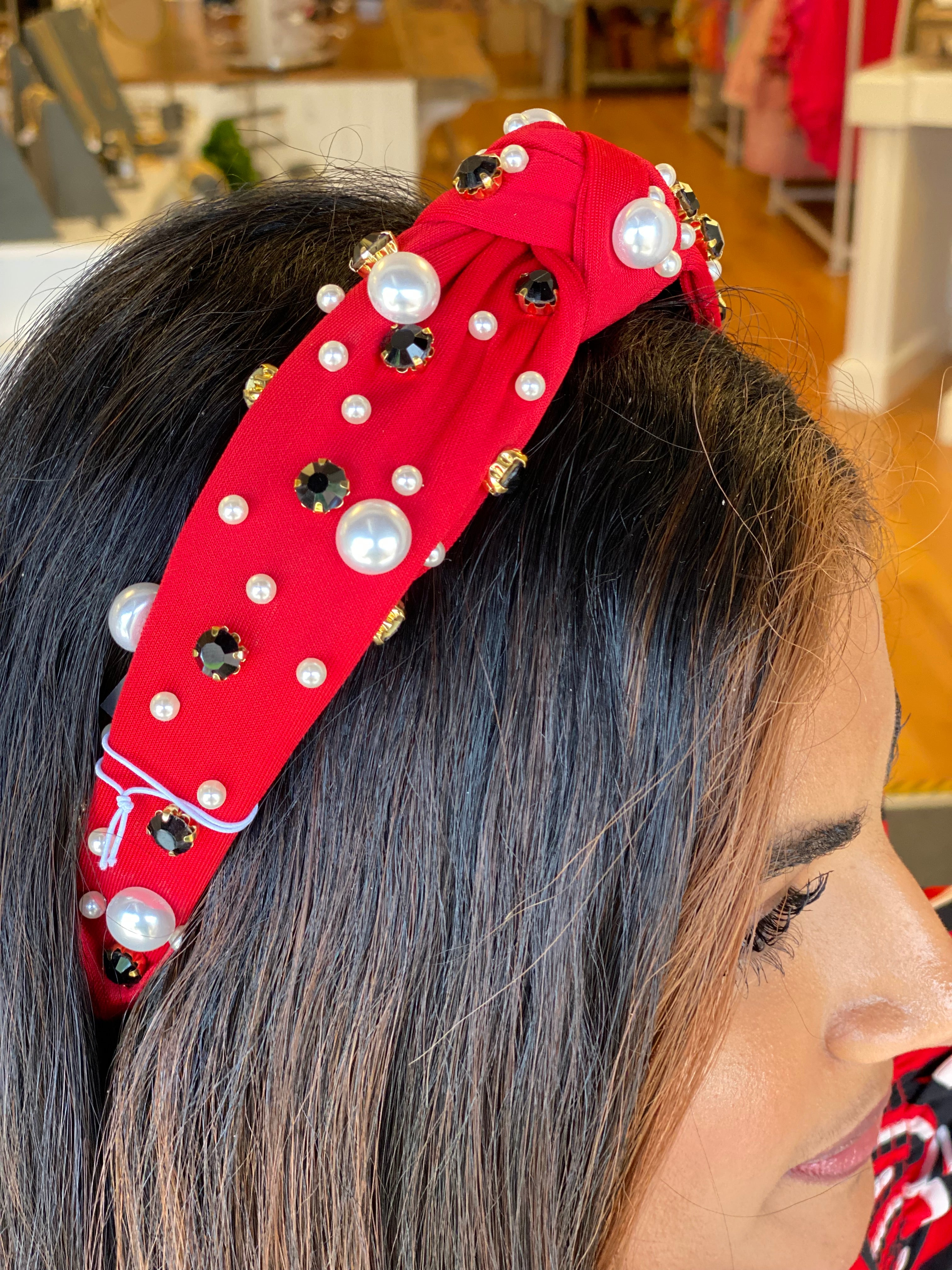 Game Day Headband Red and Black - Charleigh