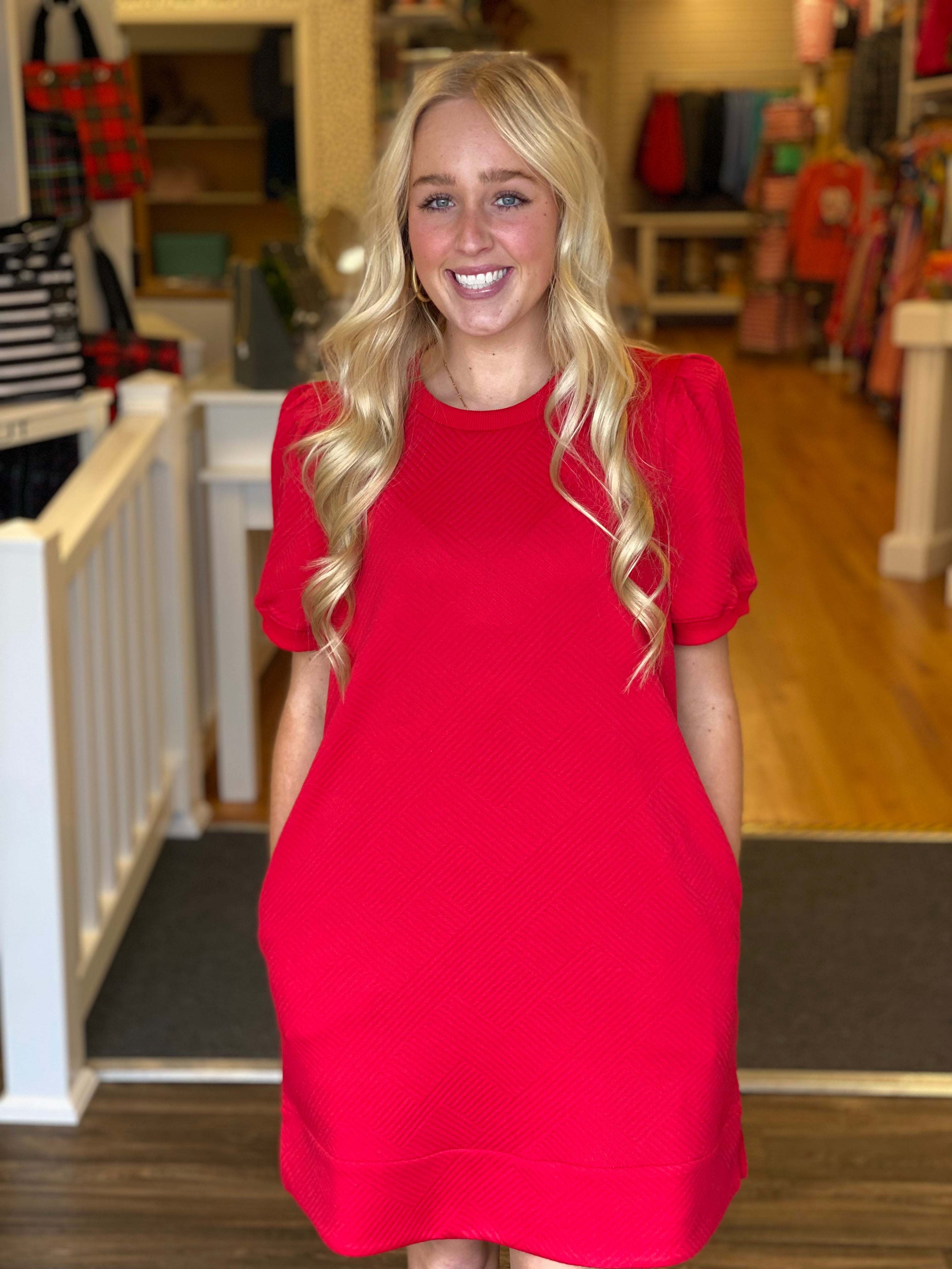Short Sleeve Red Dress