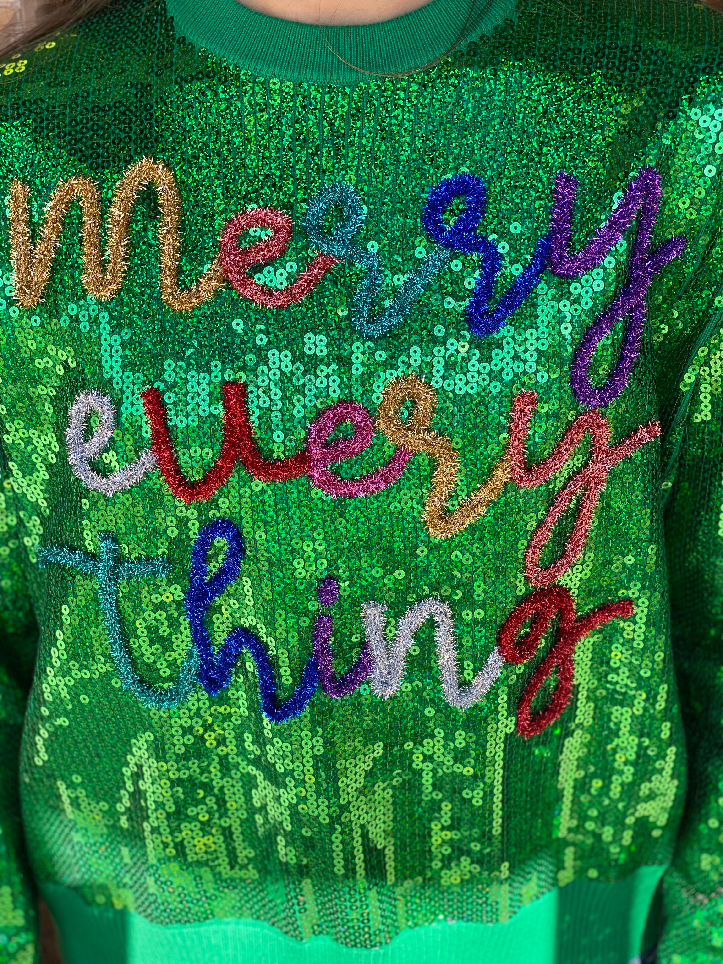 Queen of Sparkle Green Full Sequin Merry Everything