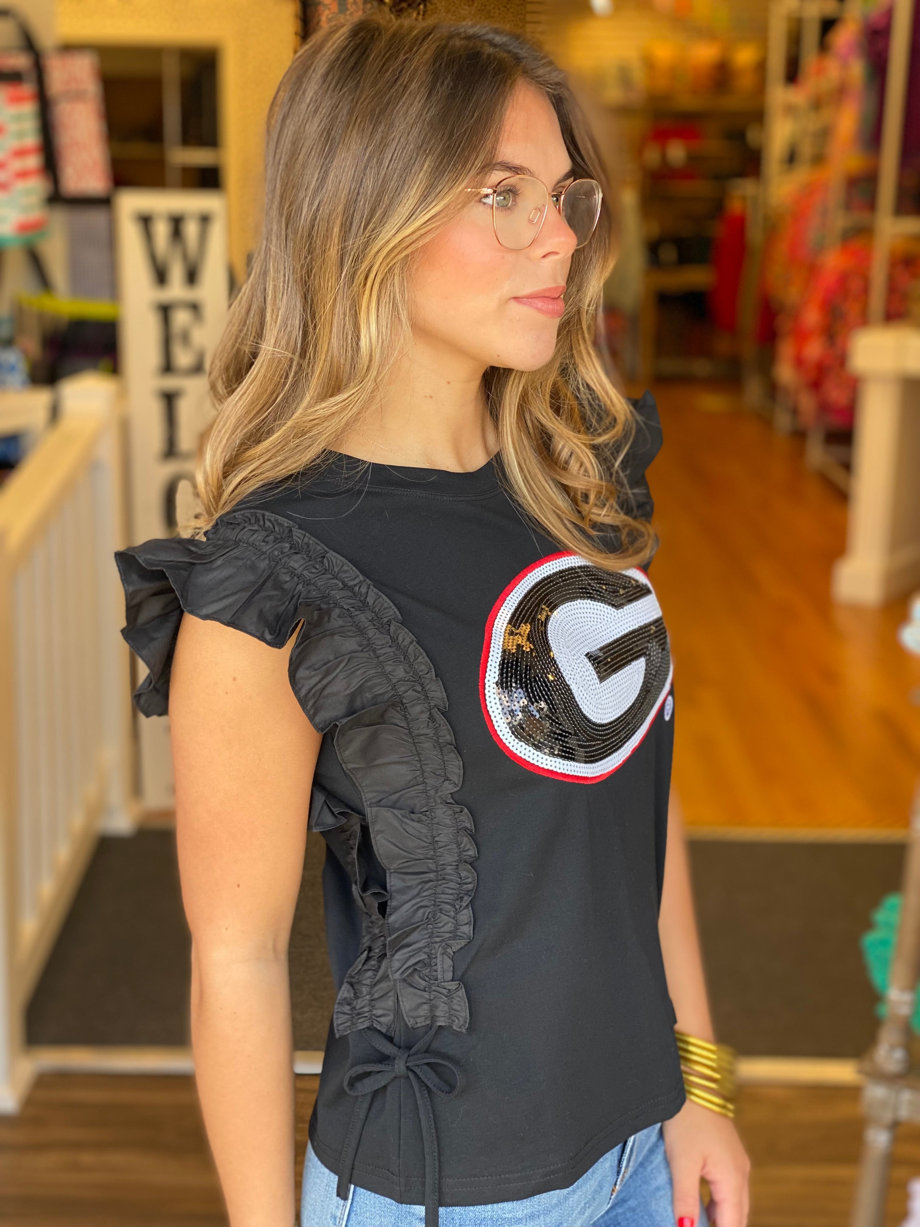 UGA Sequin Varsity Sleeveless Top