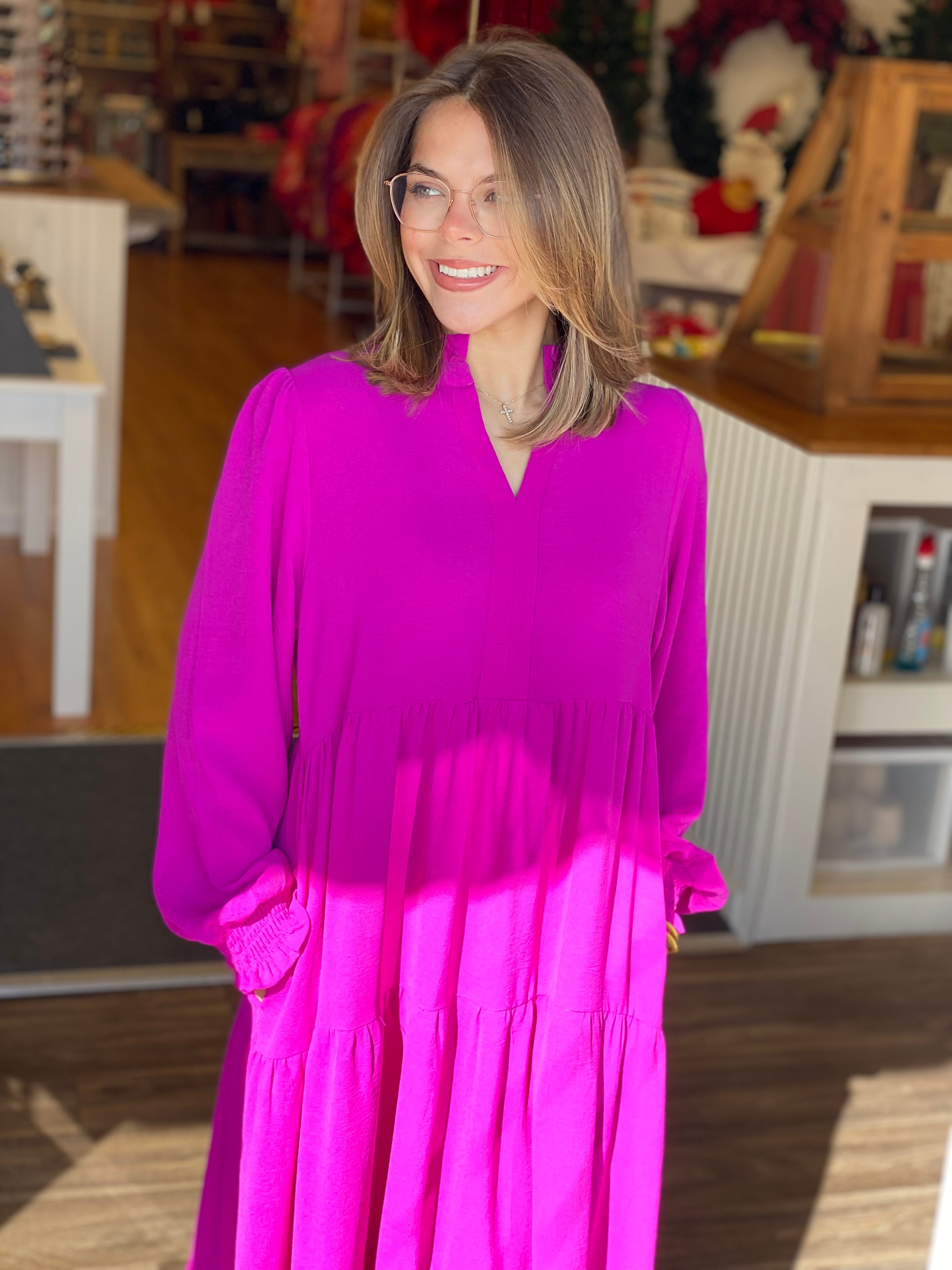 The Lilian Dress - Magenta