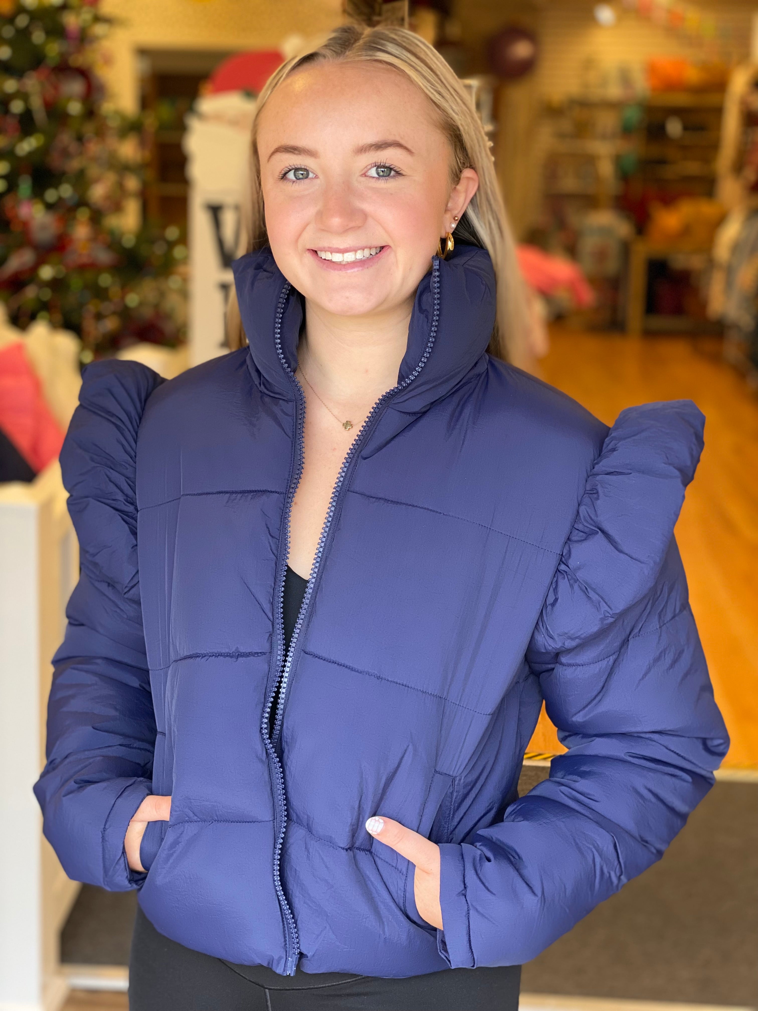 Simply Southern Puffy Jacket - Navy