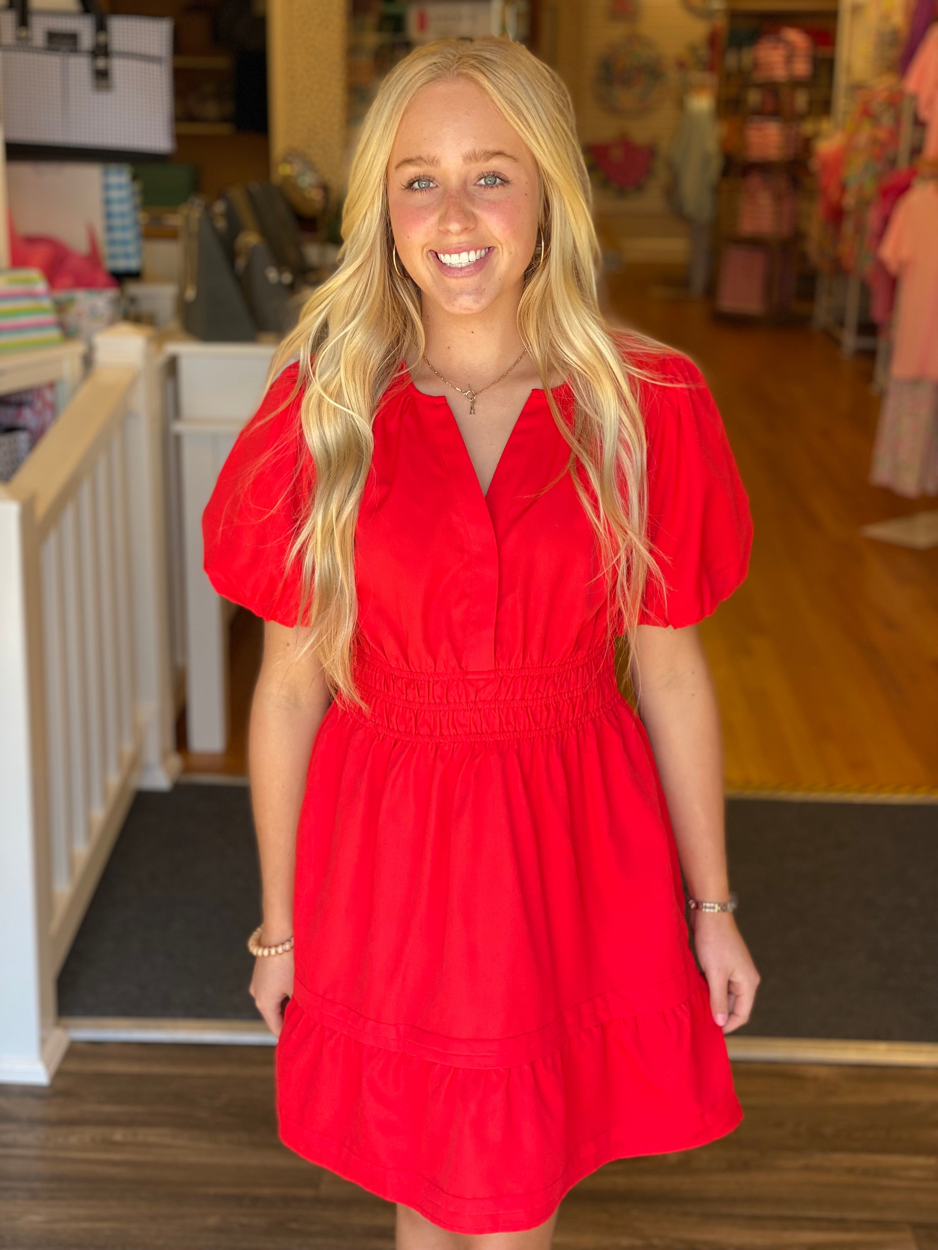Red Knee Length Dress