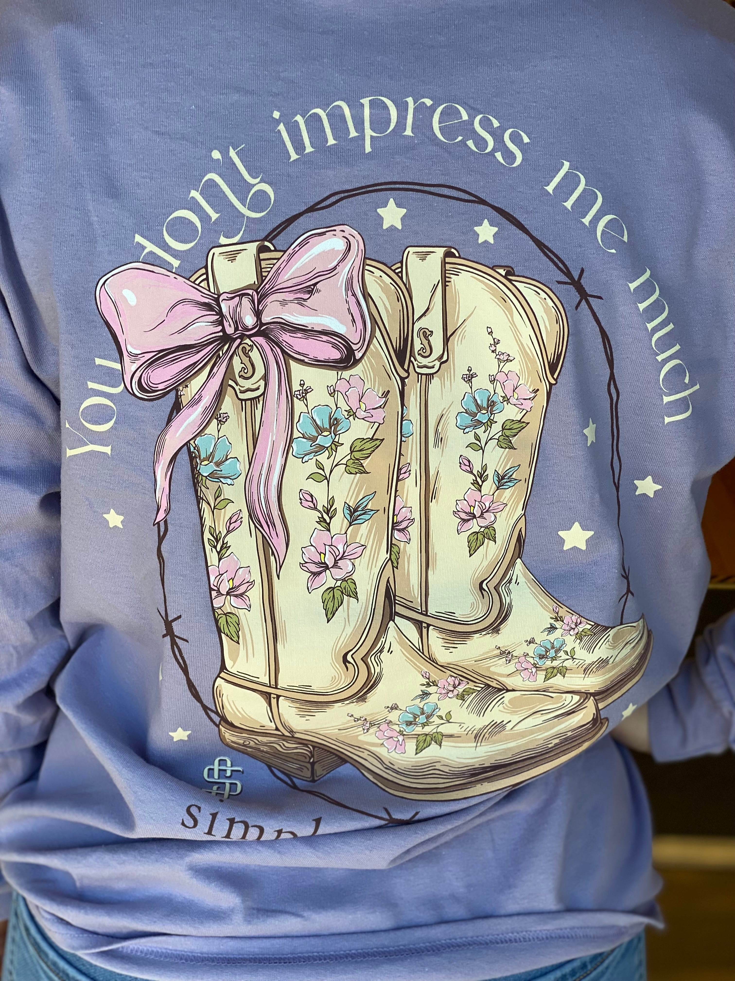 Simply Southern Floral Boots Long Sleeve Tee