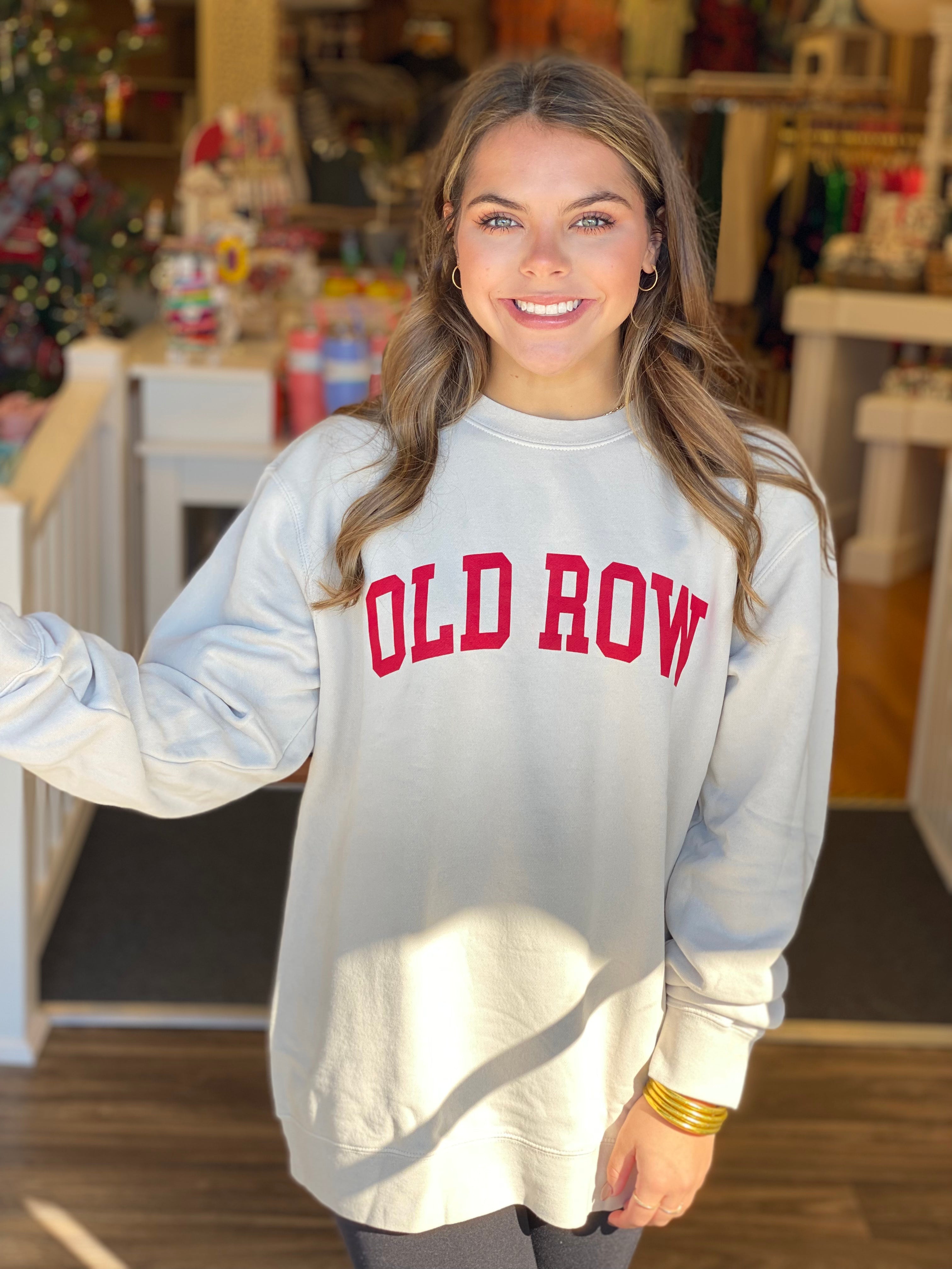 Old Row Pigment Dyed Crewneck Sweatshirt - Ivory w/ Red
