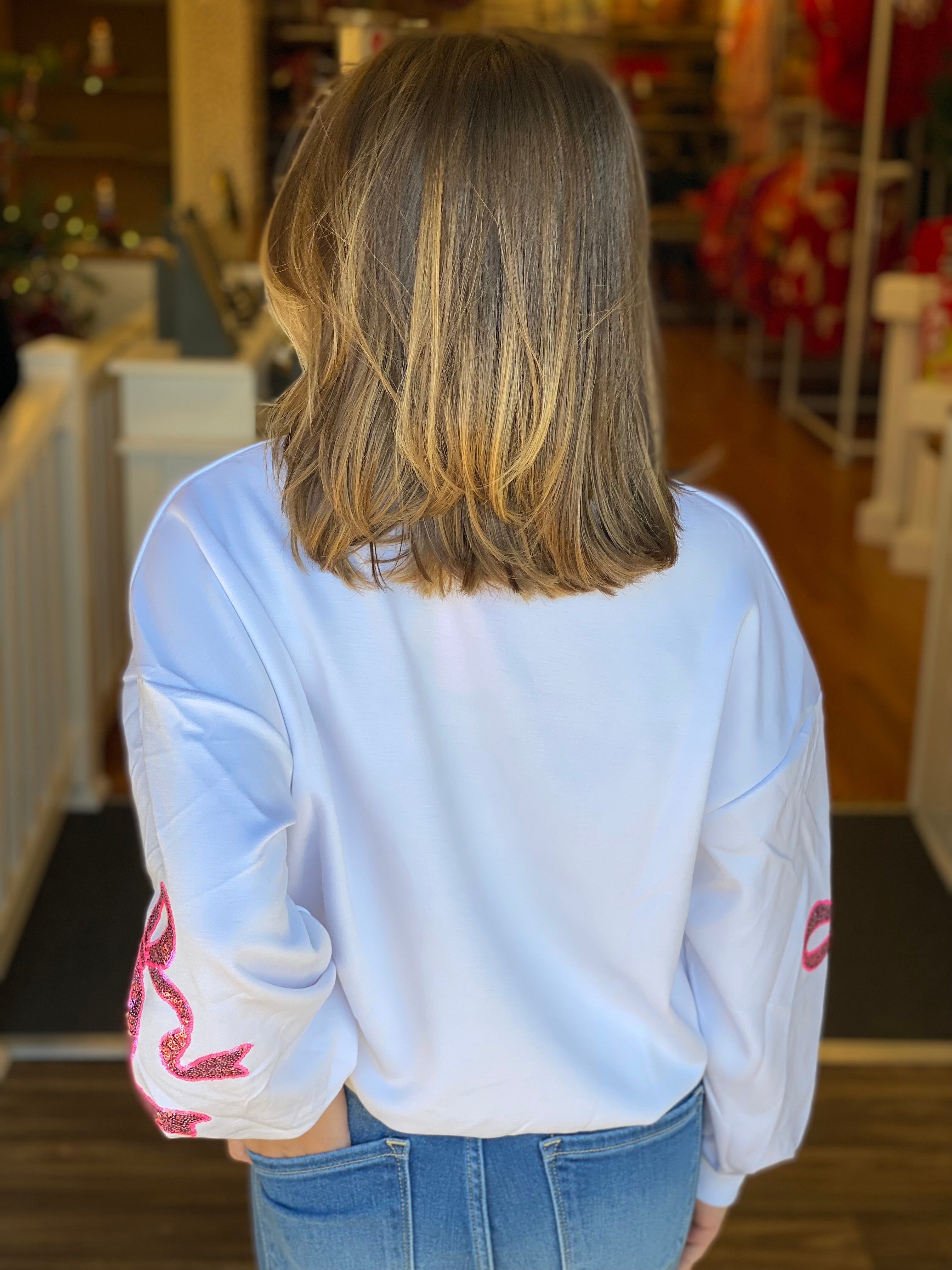 Simply Southern Sequined Bow Sweatshirt