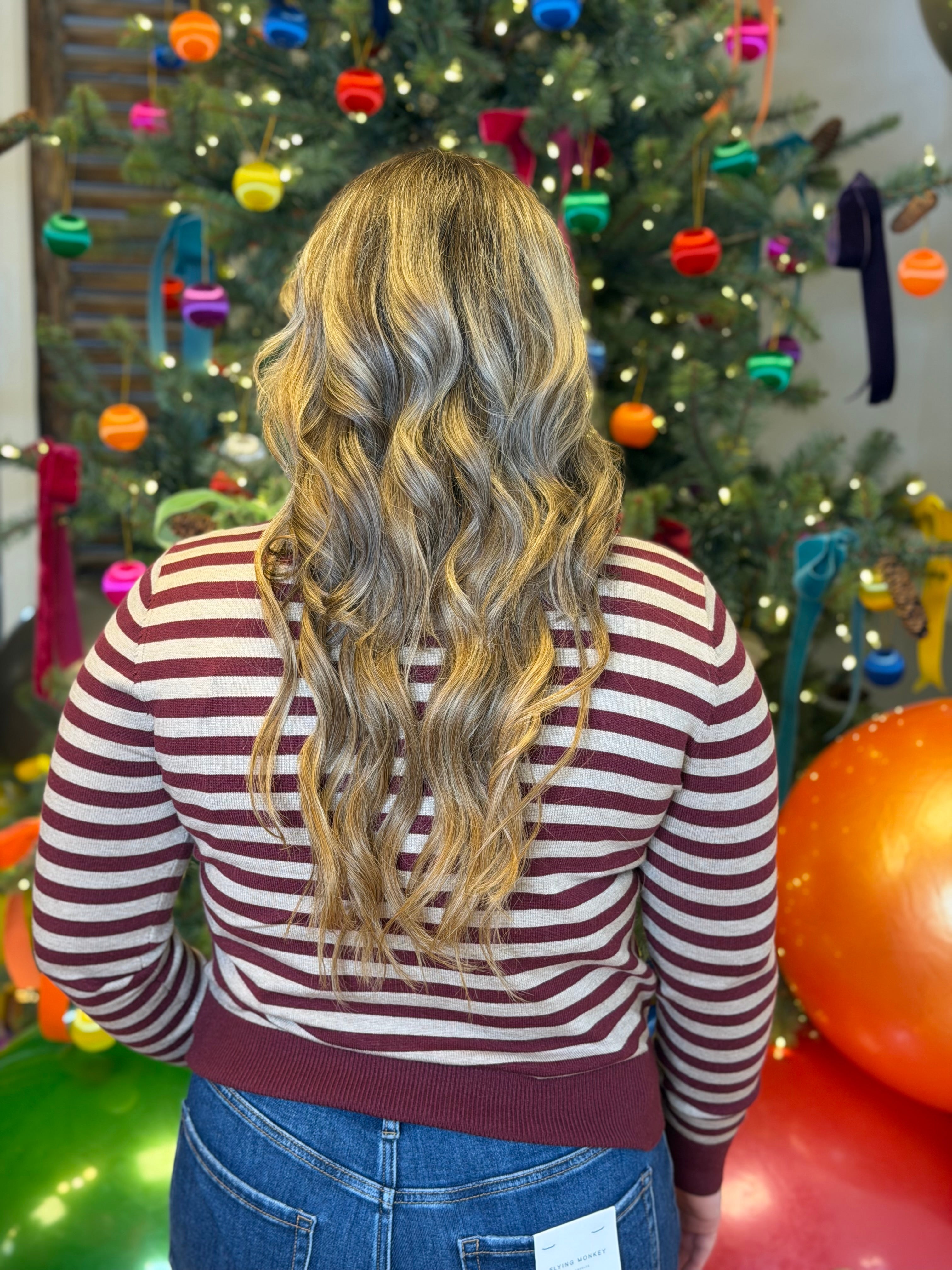 Striped Sweater Top - Wine