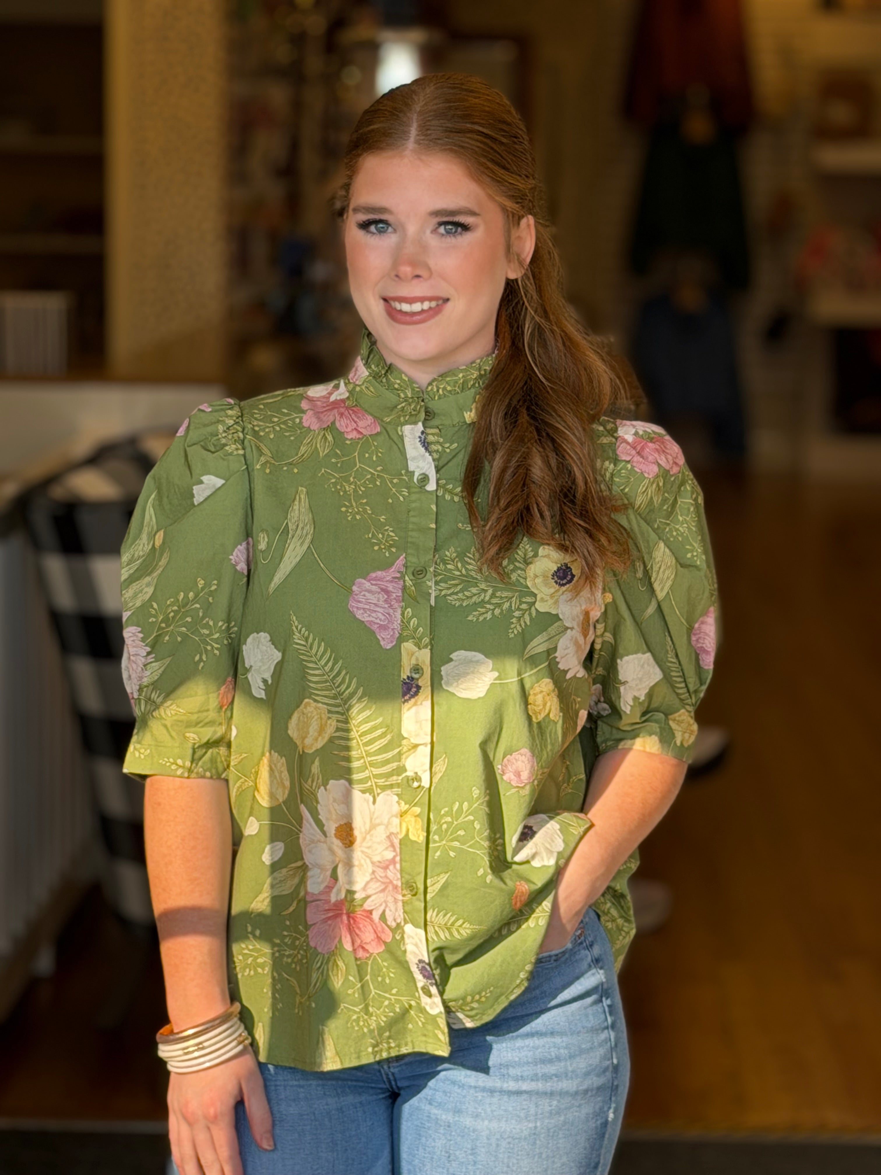 Counting Our Blessing Top - Olive