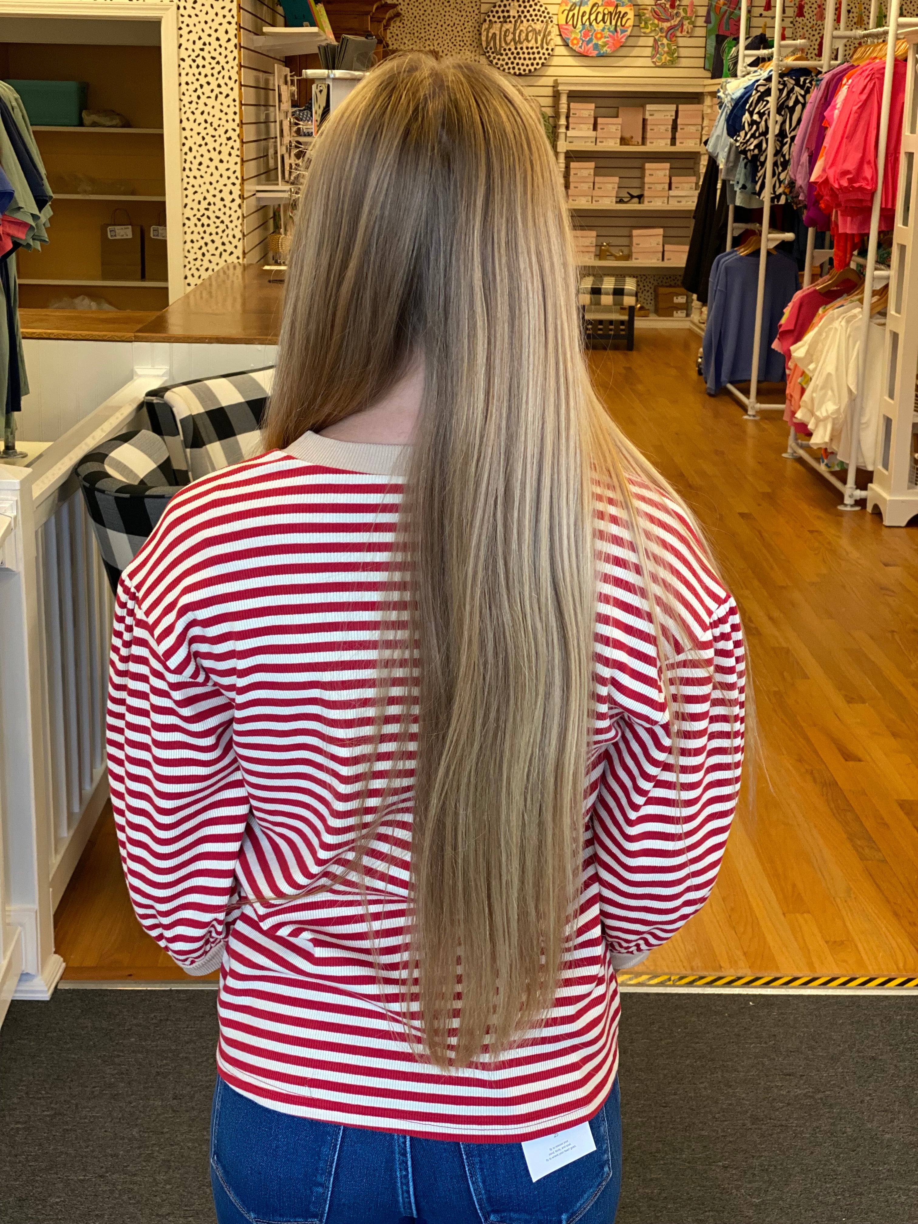 Beauty of Autumn Top - Red and Beige Stripe