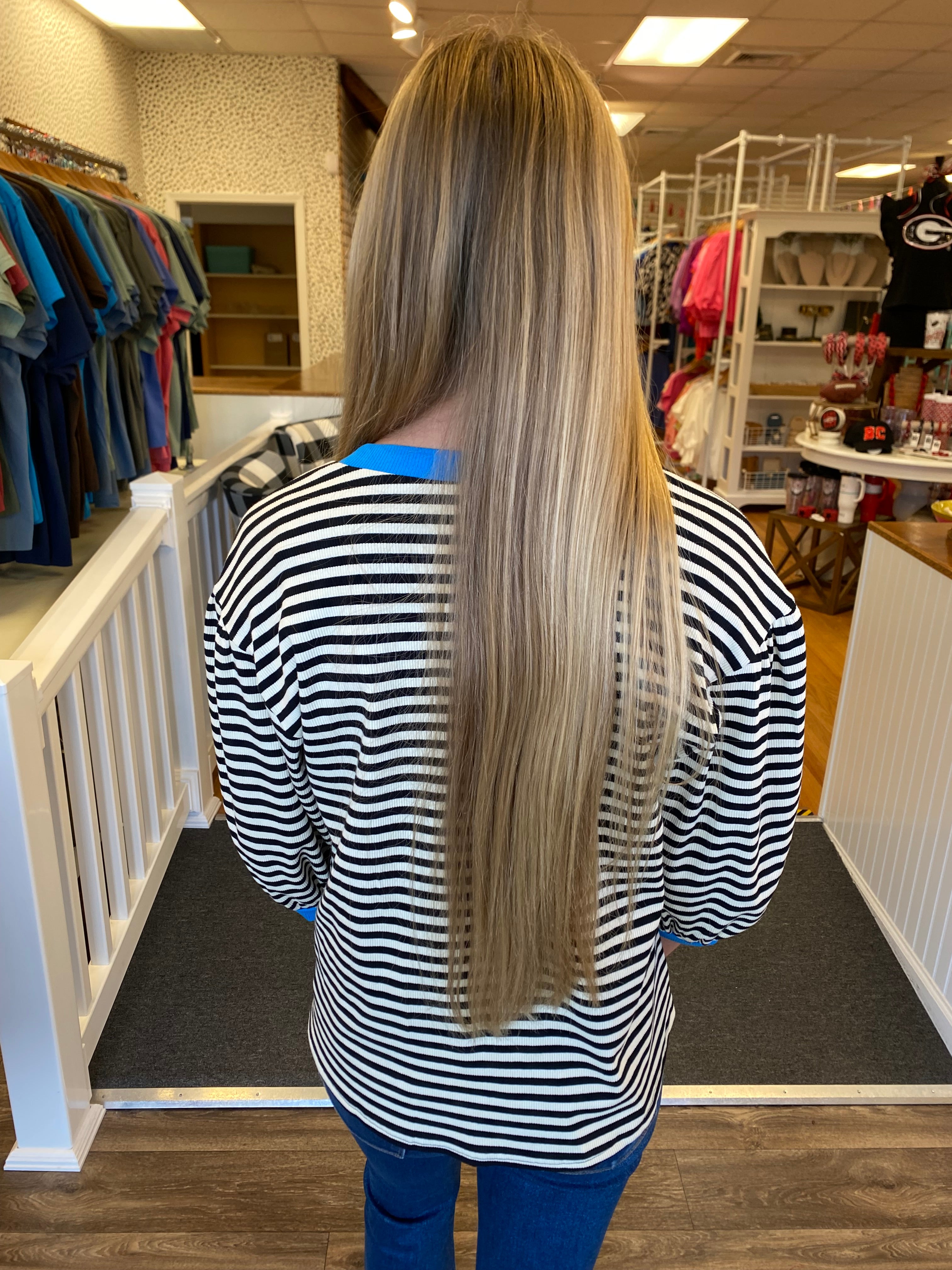 Beauty of Autumn Top - Black and Beige Stripe