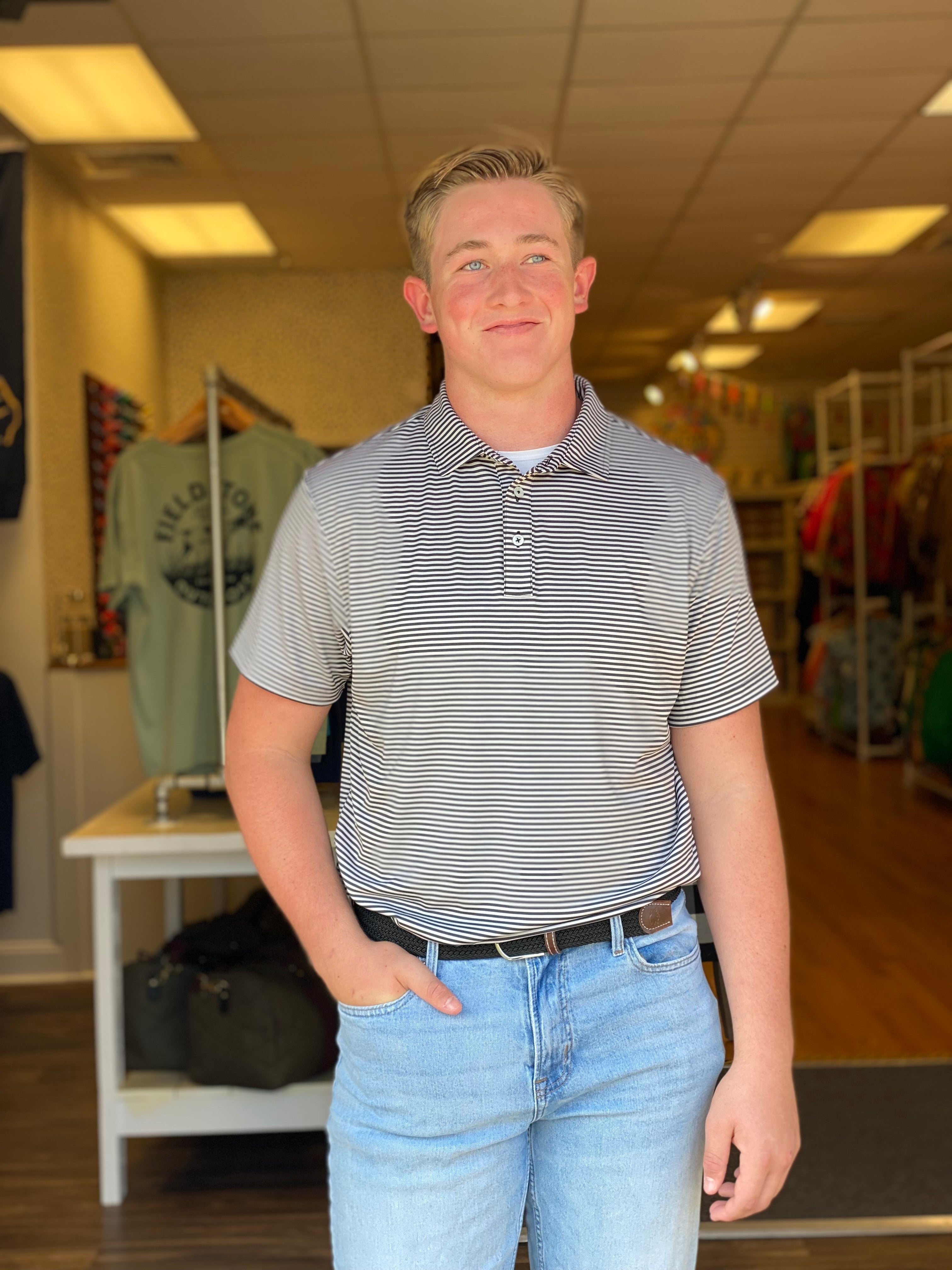 Bluecrest The University Performance Polo - Black, Grey, and White
