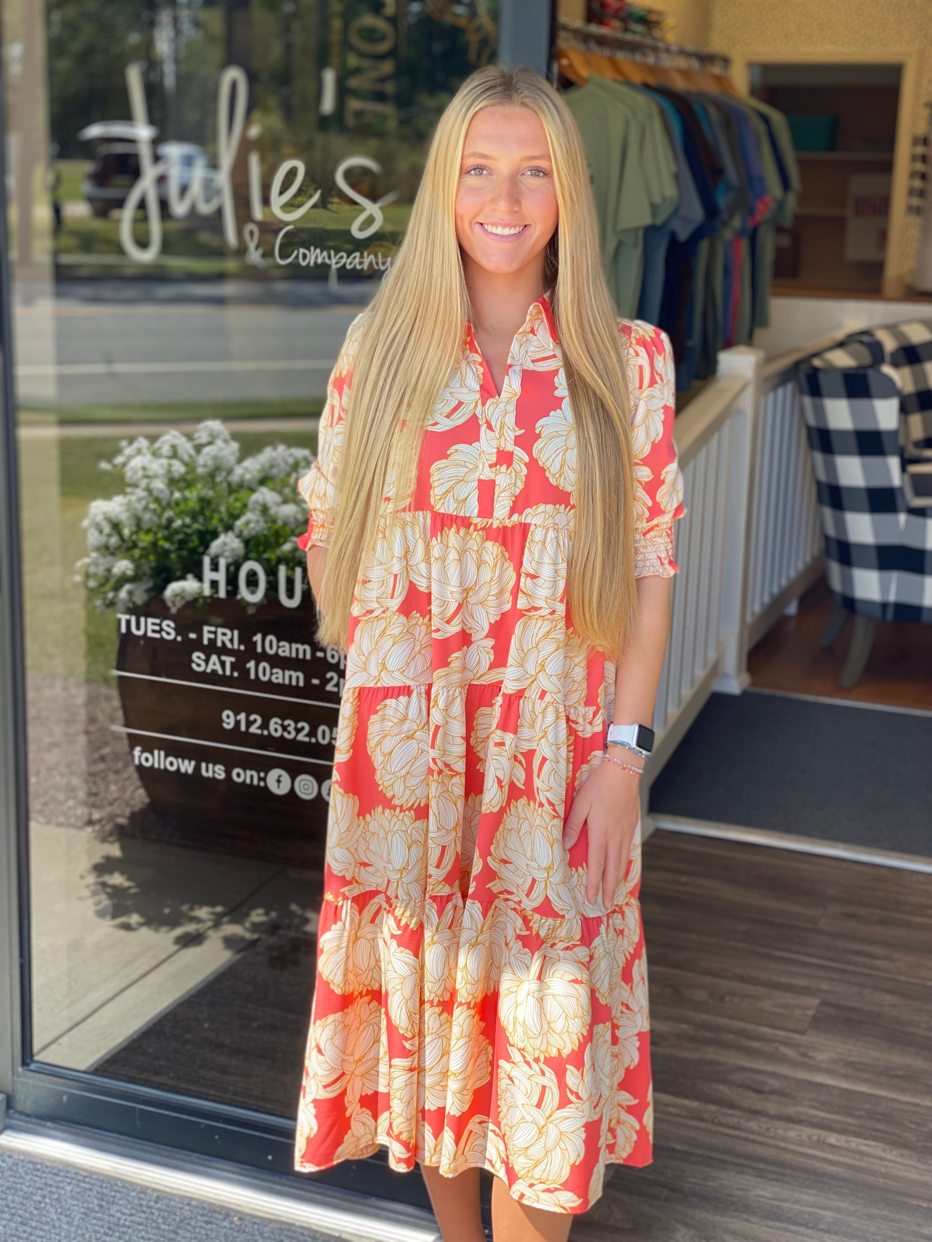 Mary Square Eleanor Dress - Fall Floral Fire