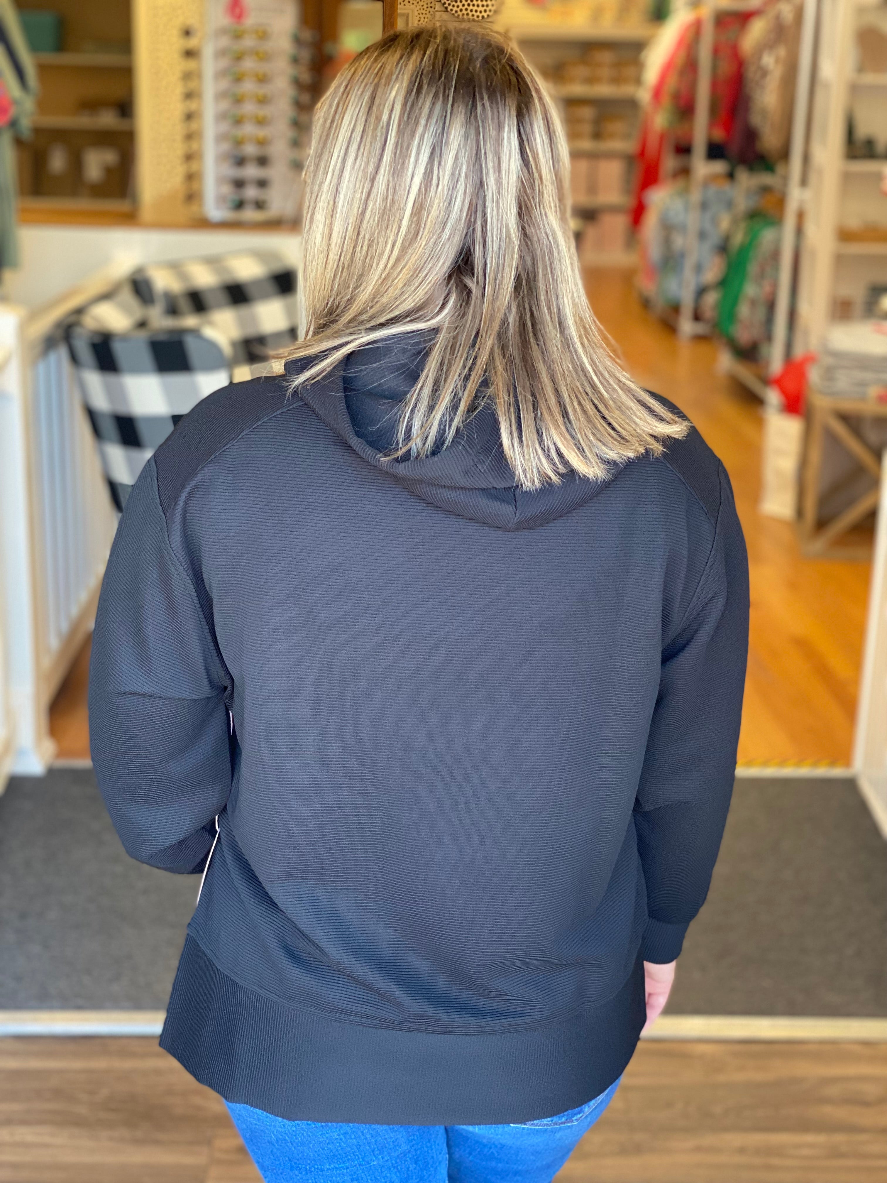 Simply Southern Lightweight Ribbed Hoodie - Black