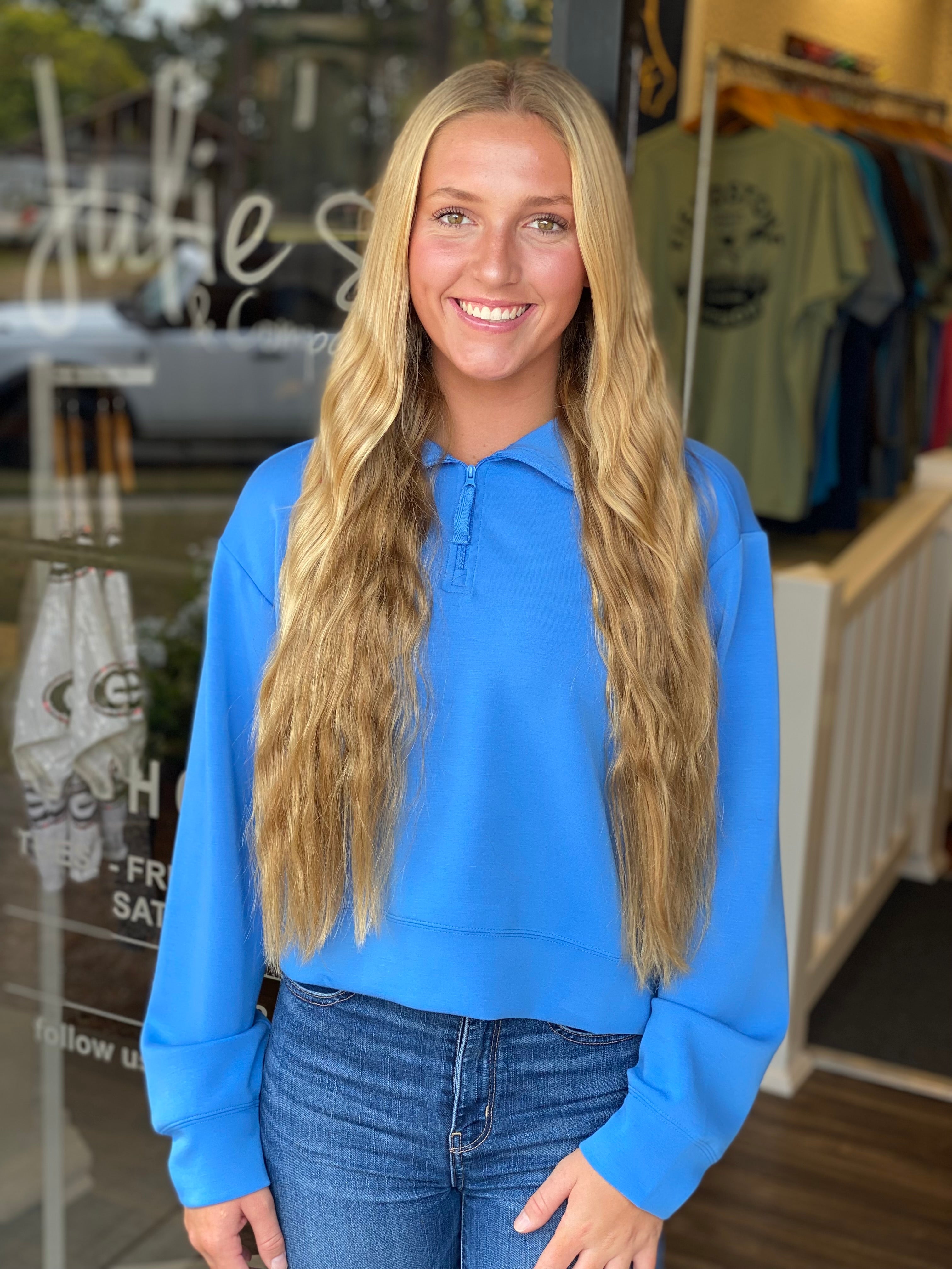 Simply Southern Women's Quarter Zip Pullover - Marine