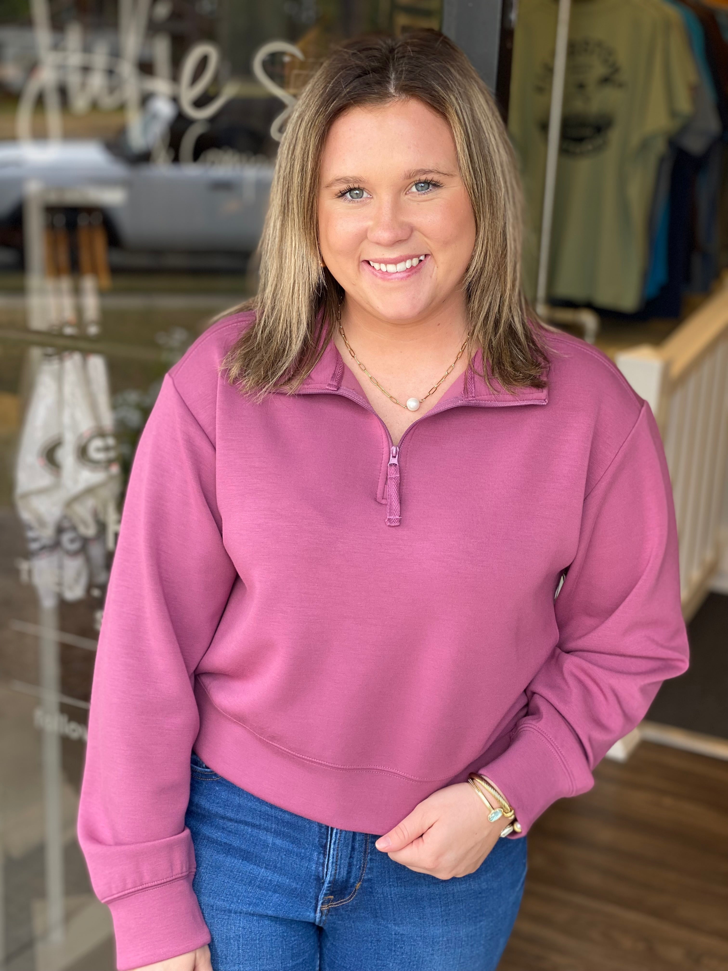 Simply Southern Women's Quarter Zip Pullover - Plum