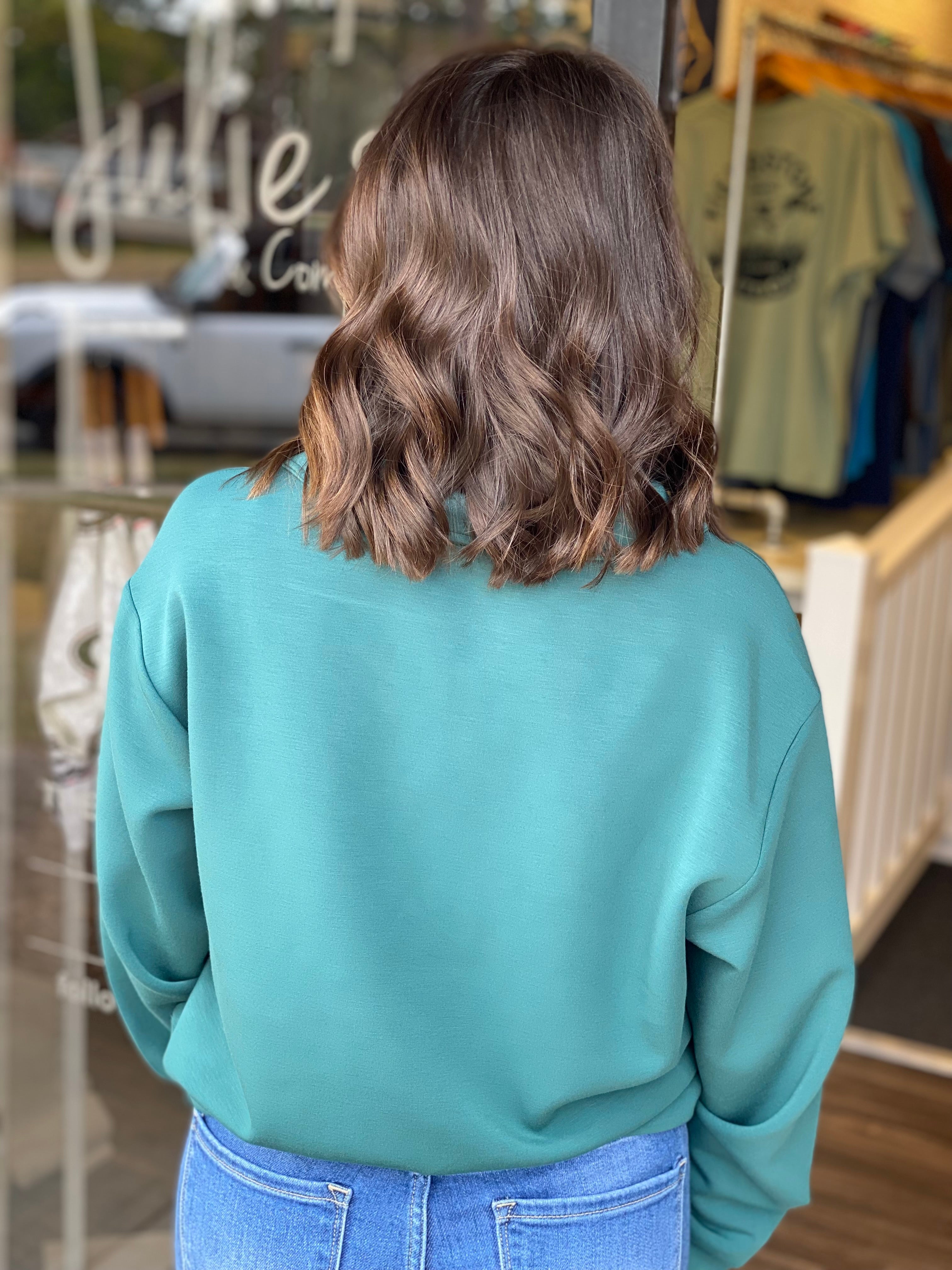 Simply Southern Women's Quarter Zip Pullover - Jade