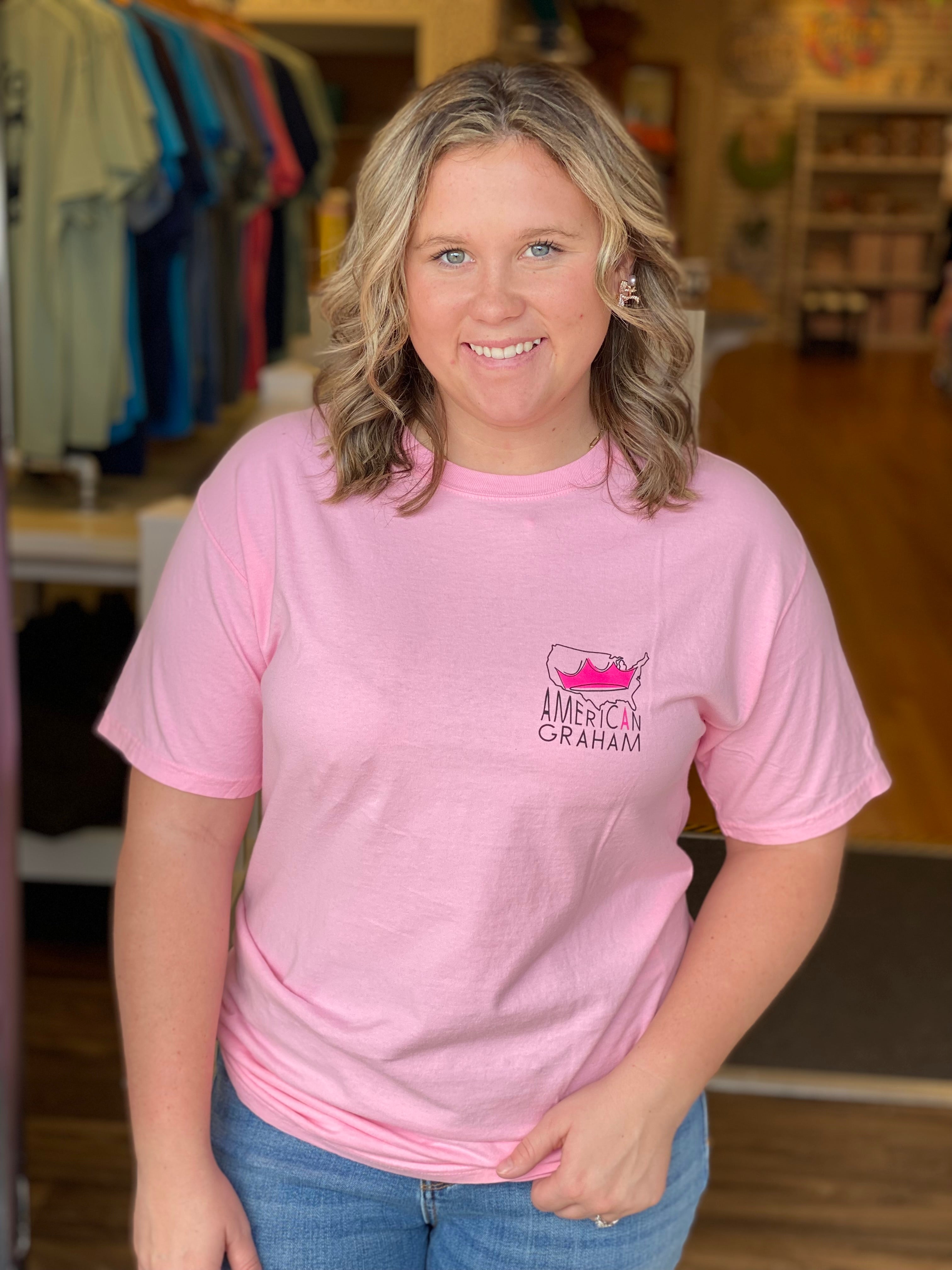 American Graham Football Tailgate Queen Tee - Pink