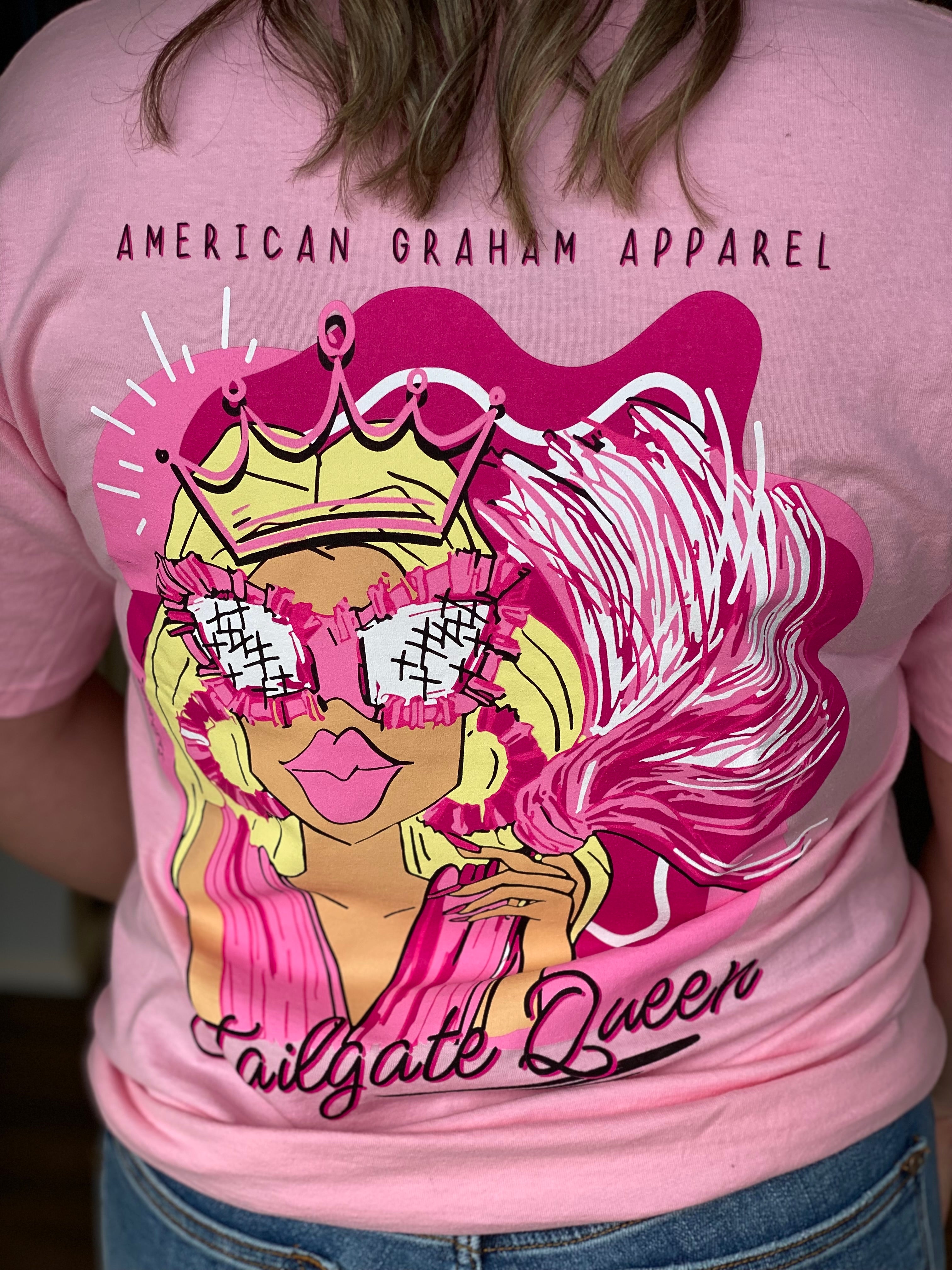 American Graham Football Tailgate Queen Tee - Pink