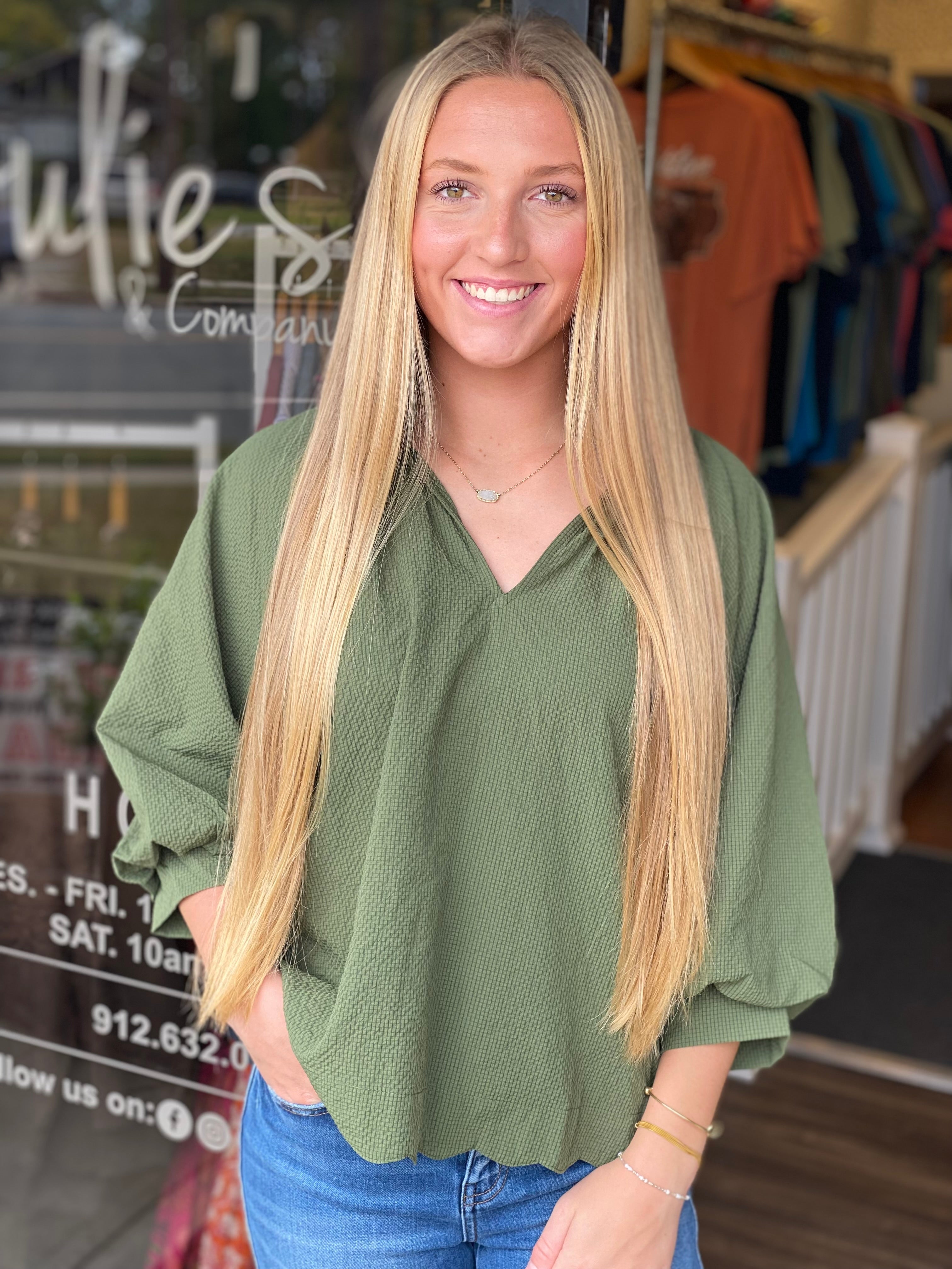 Autumn Vibes Top - Olive