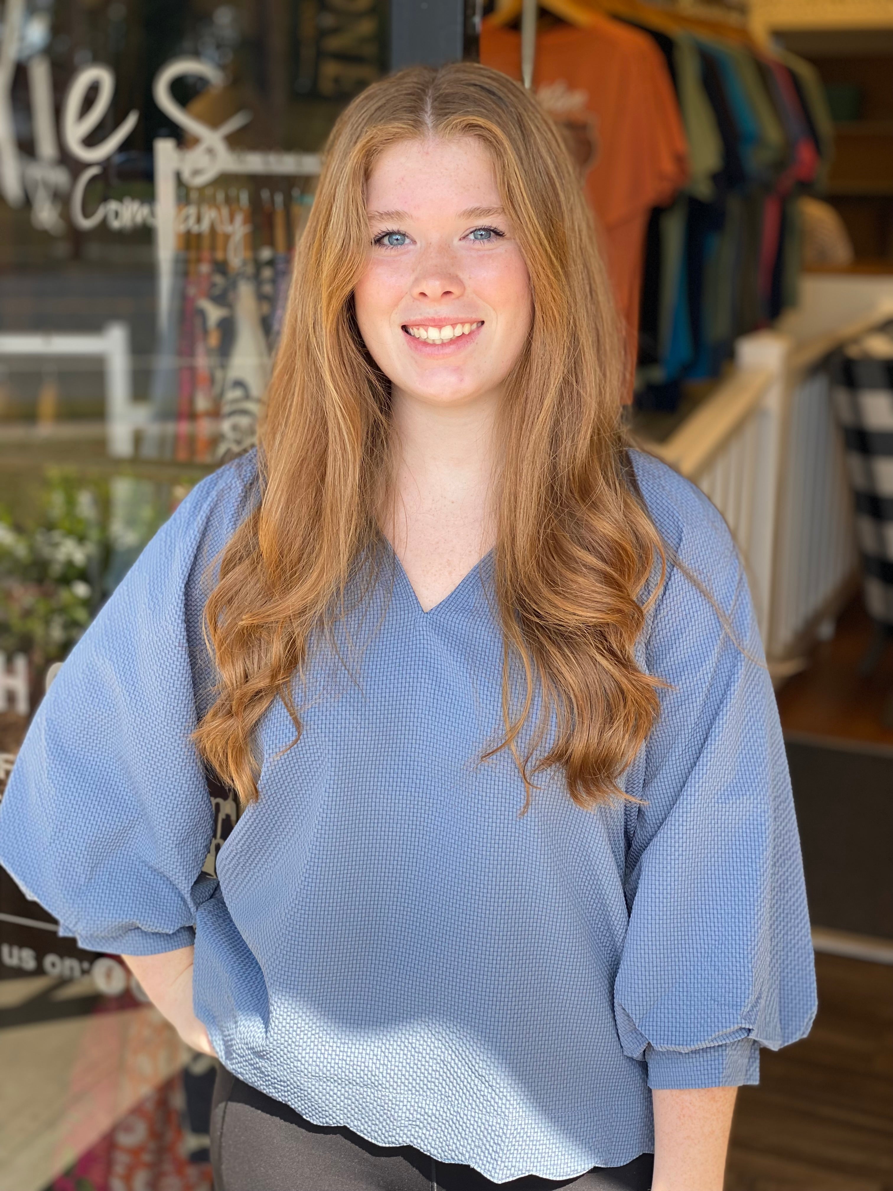 Autumn Vibes Top - Steel Blue