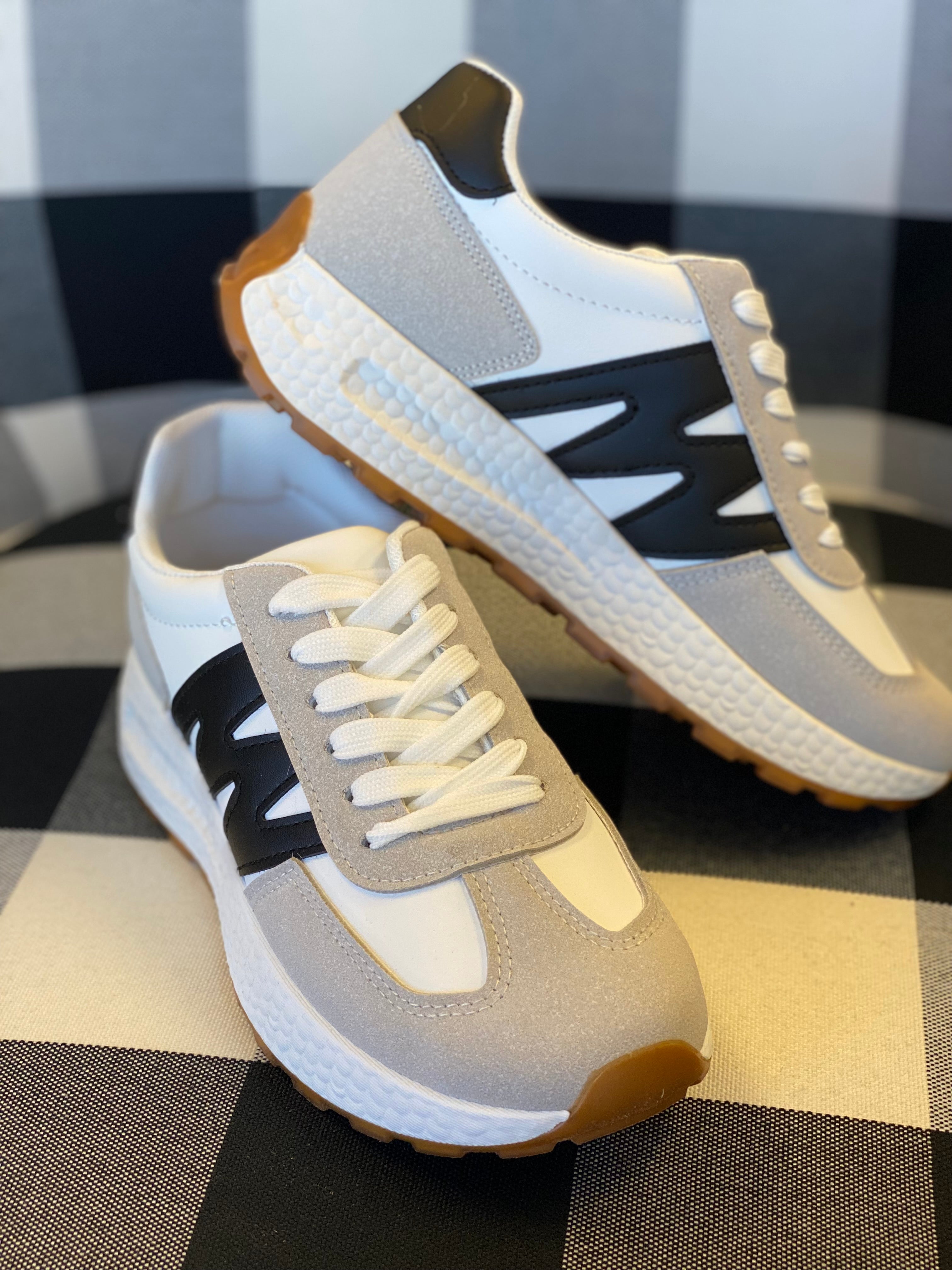 Beige and Black Sneakers