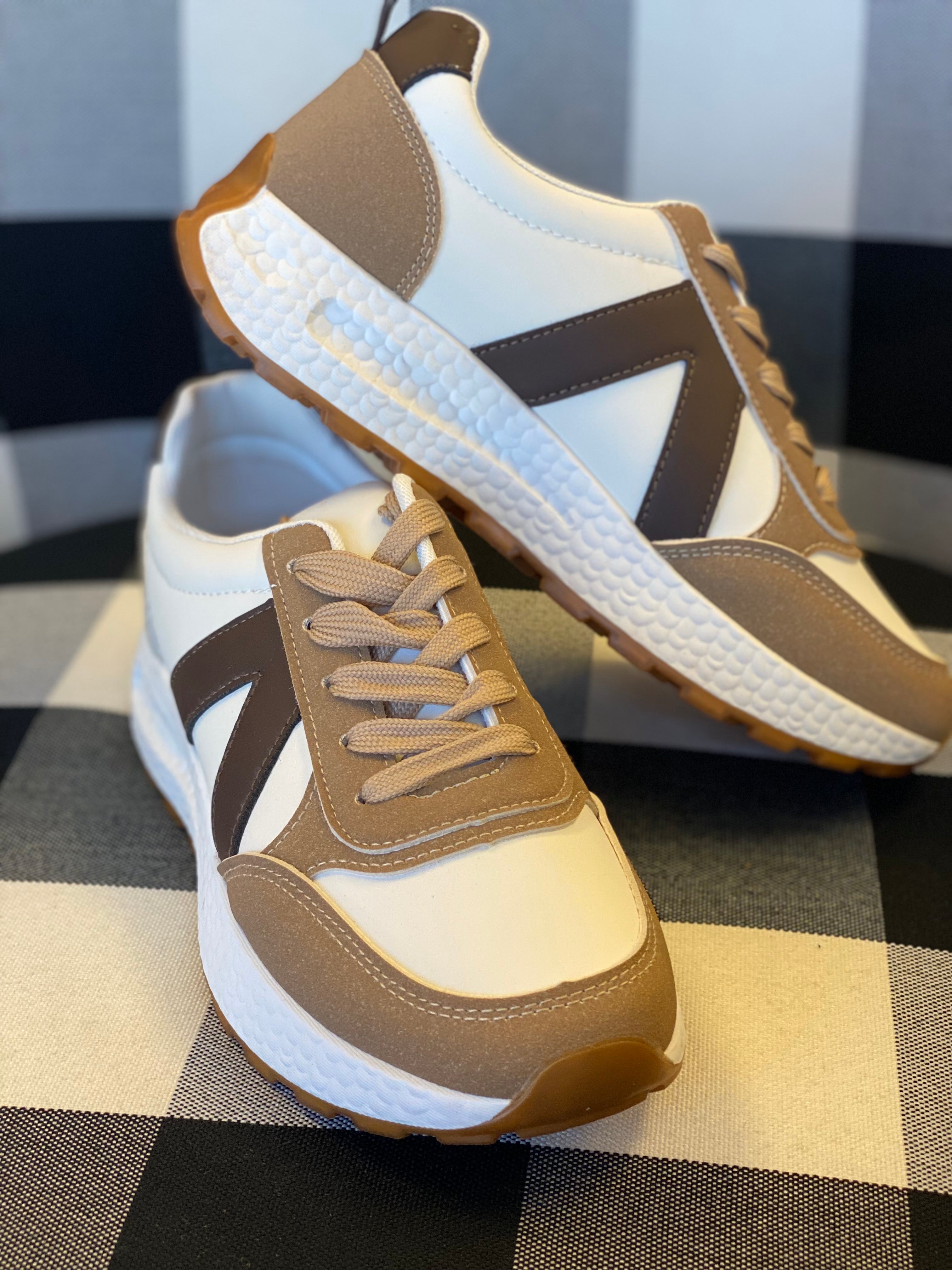 Brown and Beige Sneakers